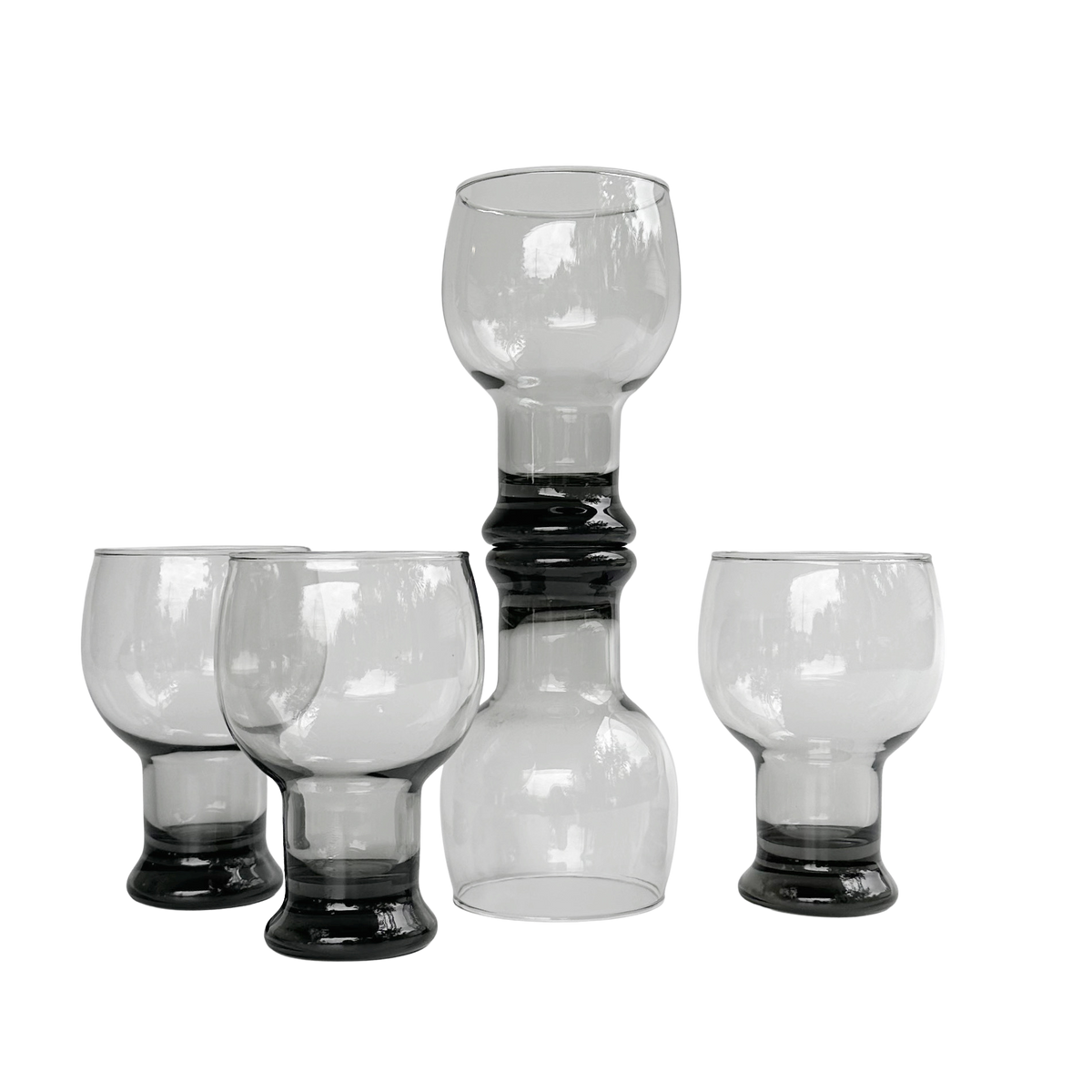 Vintage Smoked Glass Beer Goblets