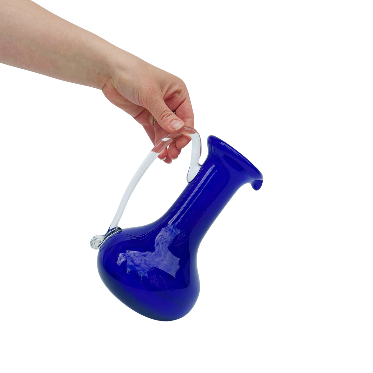 Vintage Art Glass Blue Pitcher