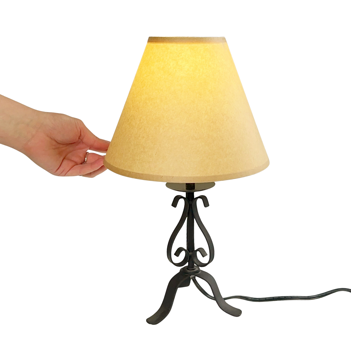 Vintage Wrought Iron Lamp with Parchment Shade