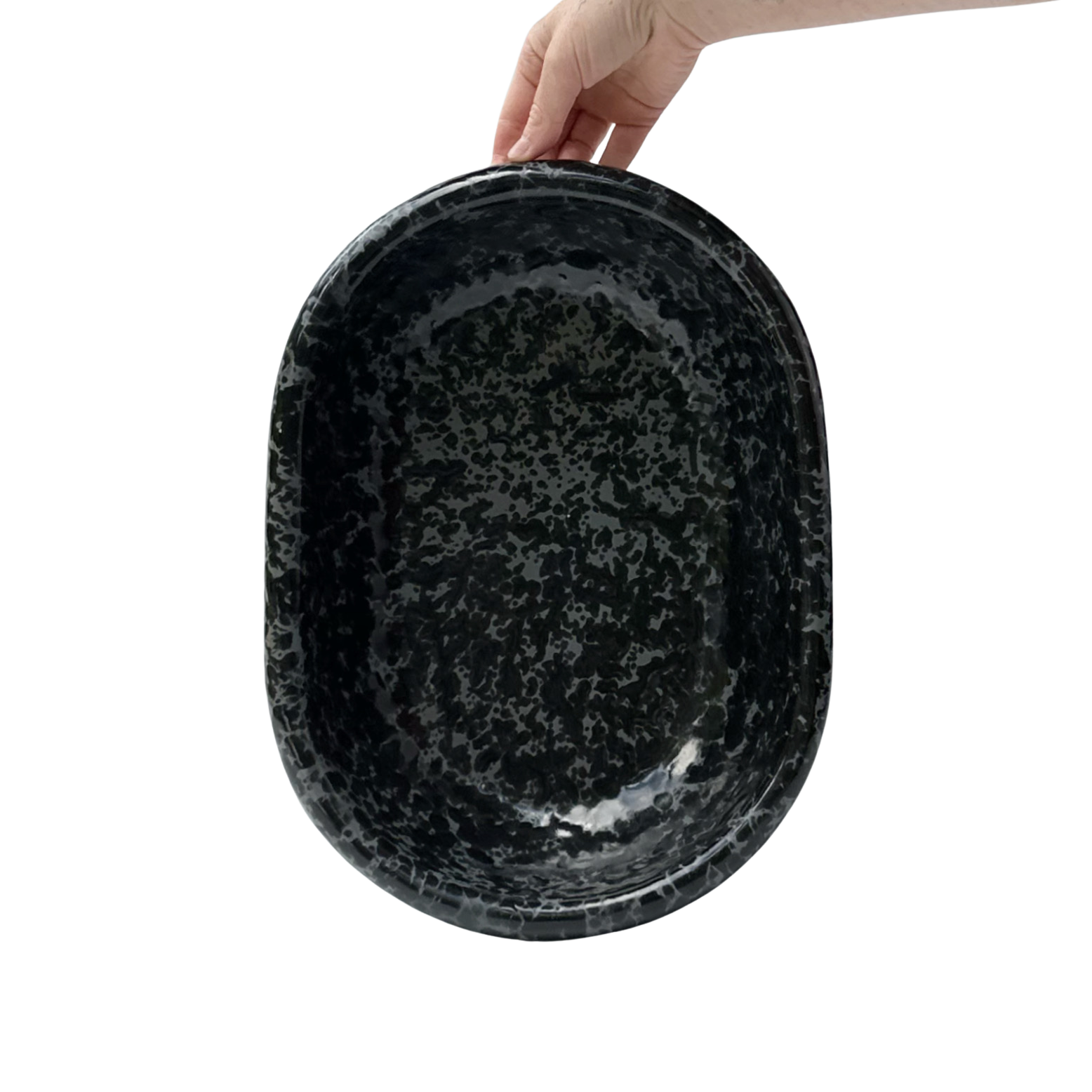 Vintage Bennington Black Agate Oval Dish