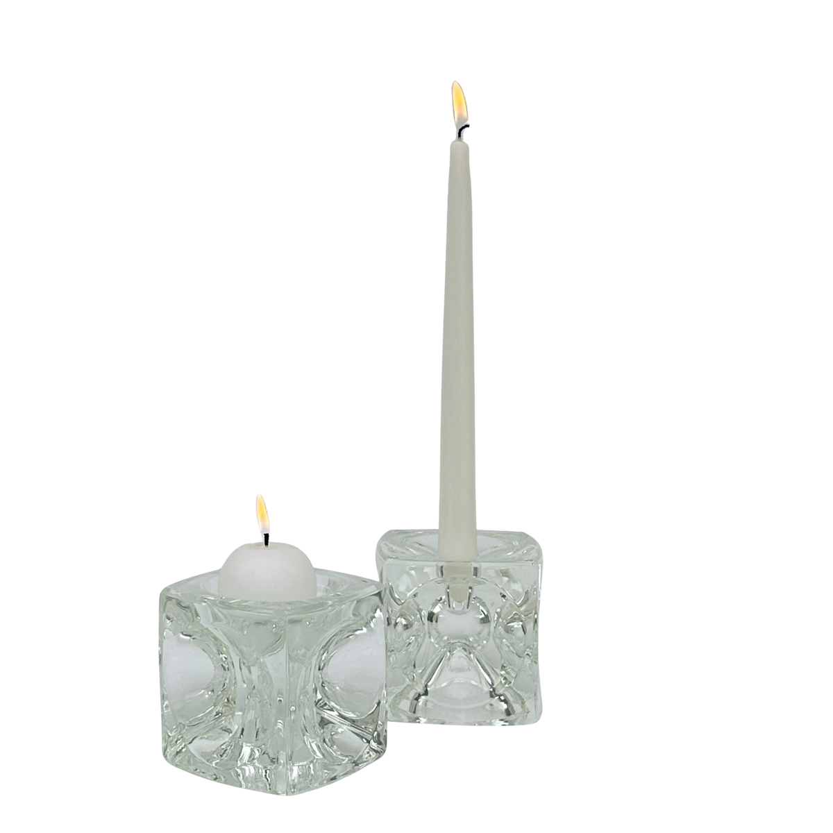 Mid-Century Ice Cube Candle Holder | Set of 2