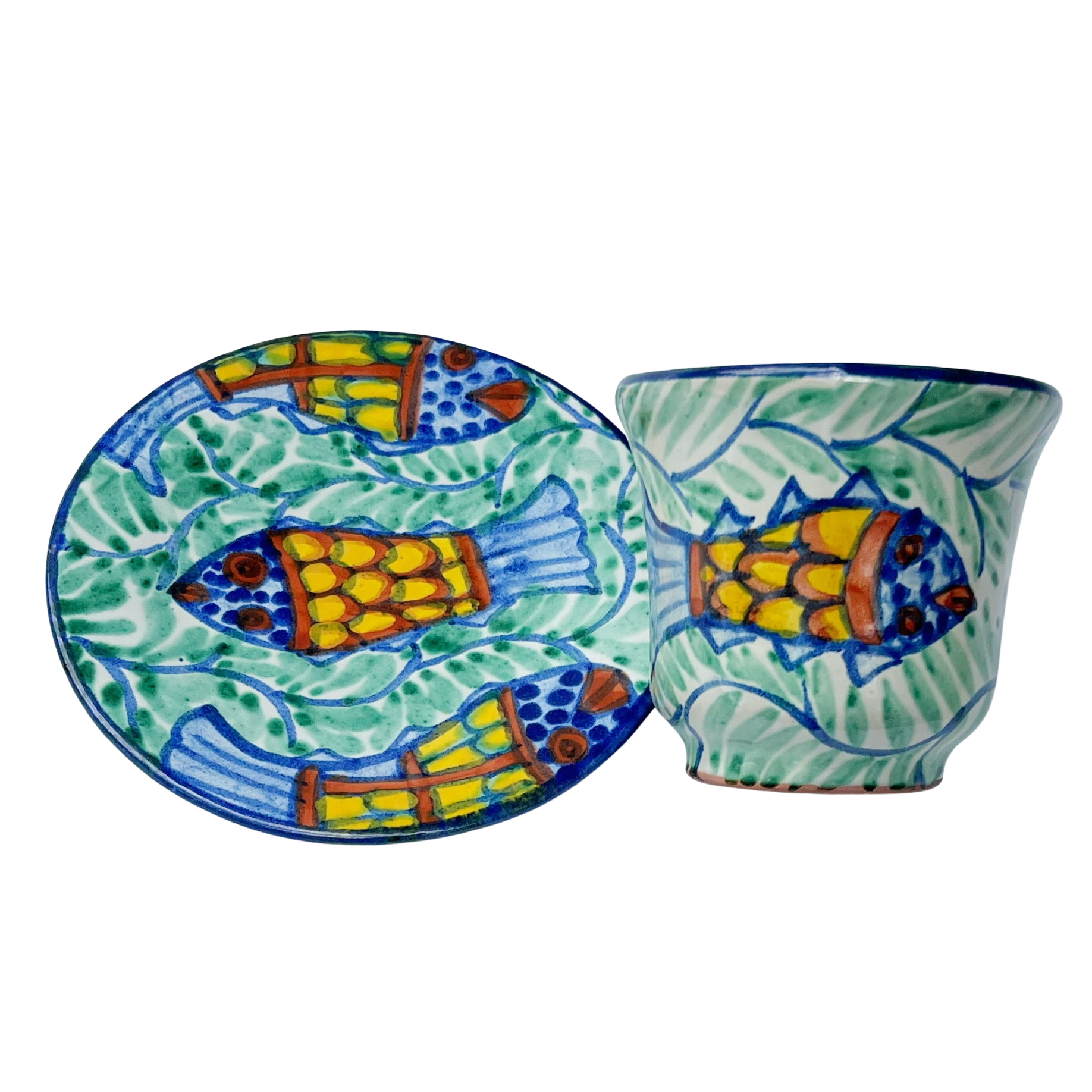 Vintage Talavera Pottery Cup + Saucer