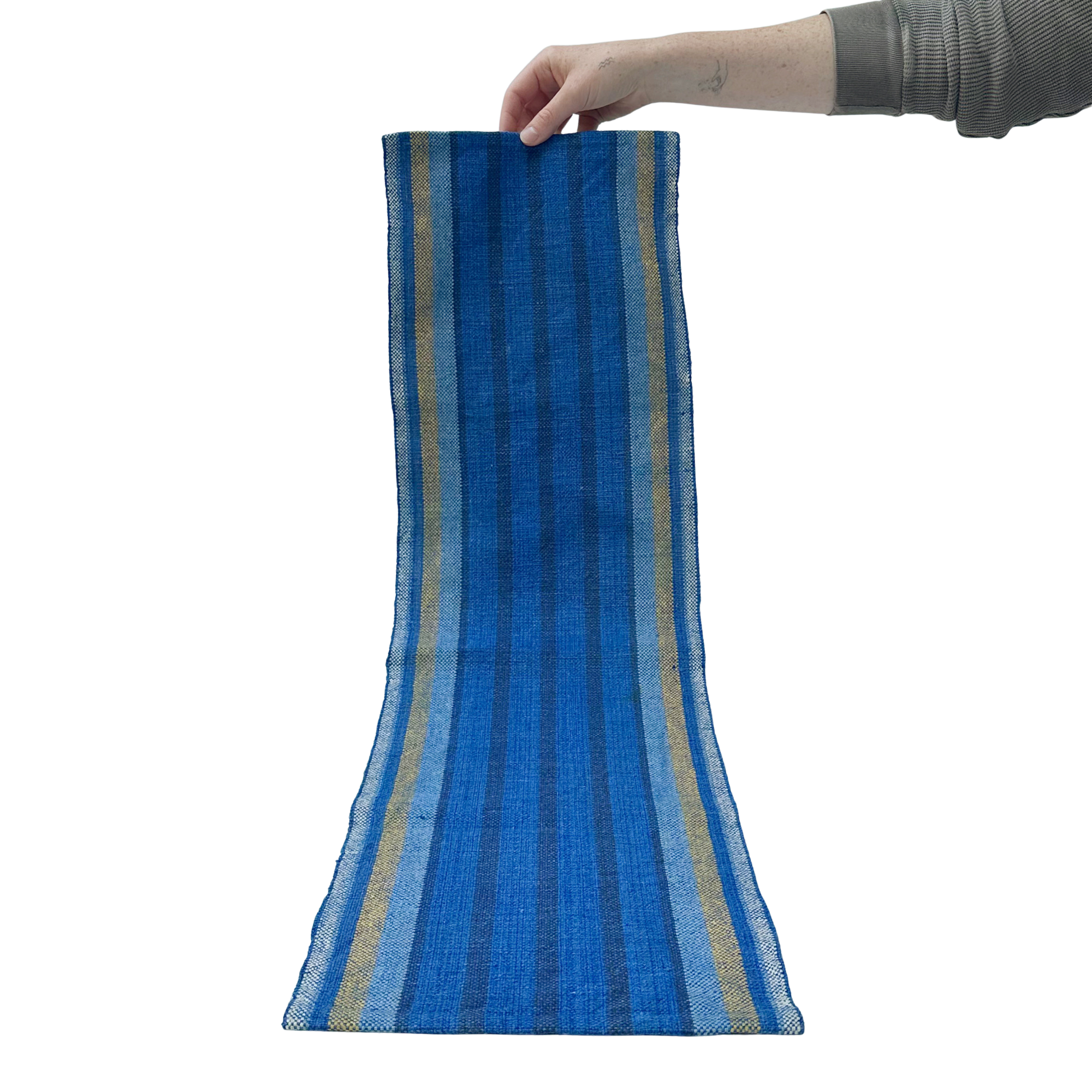 Short Handwoven Blue Table Runner