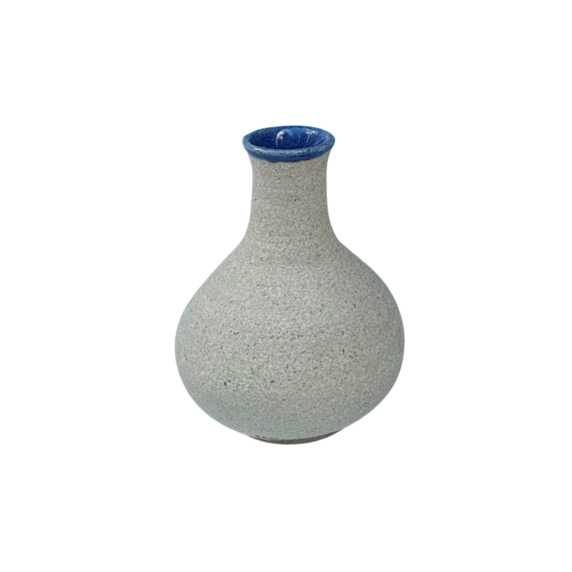 Handmade Stoneware Vase with Blue Interior