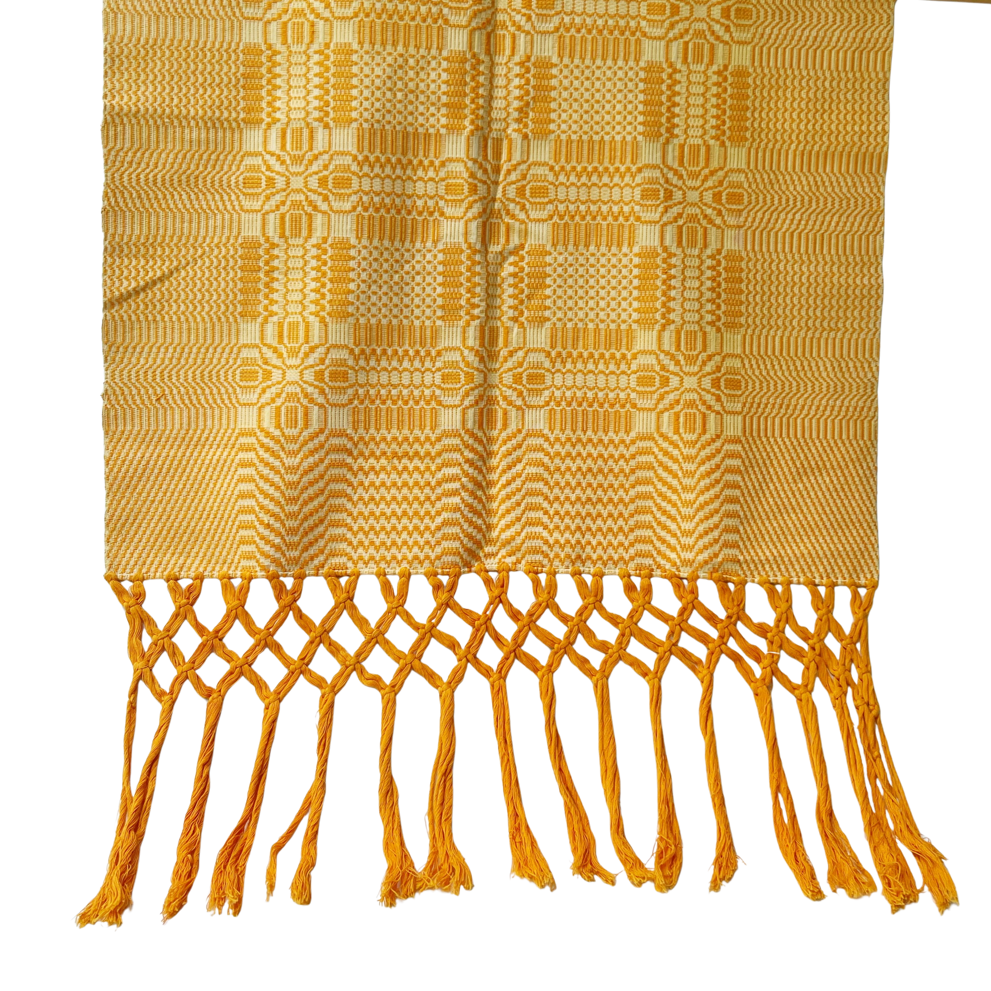 Vintage Handwoven Runner with Braided Fringe