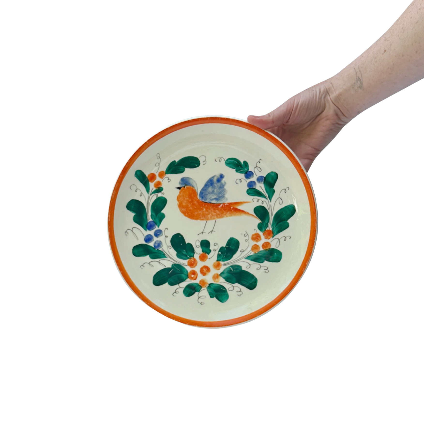 Vintage Hand-Painted Plate, Bird Motif
