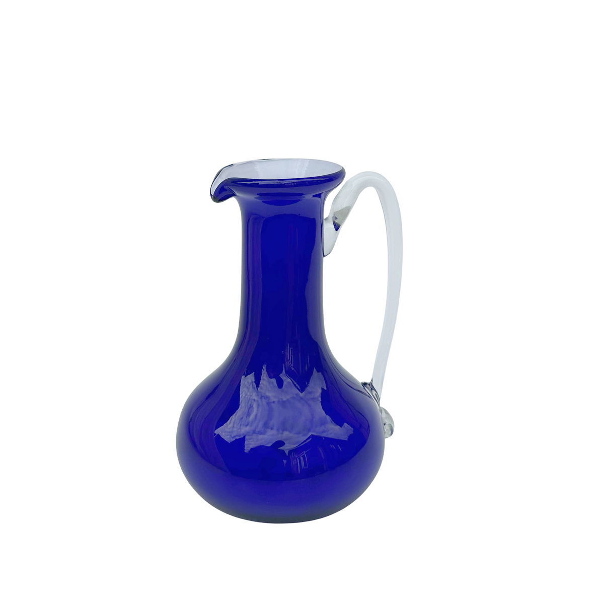 Vintage Art Glass Blue Pitcher
