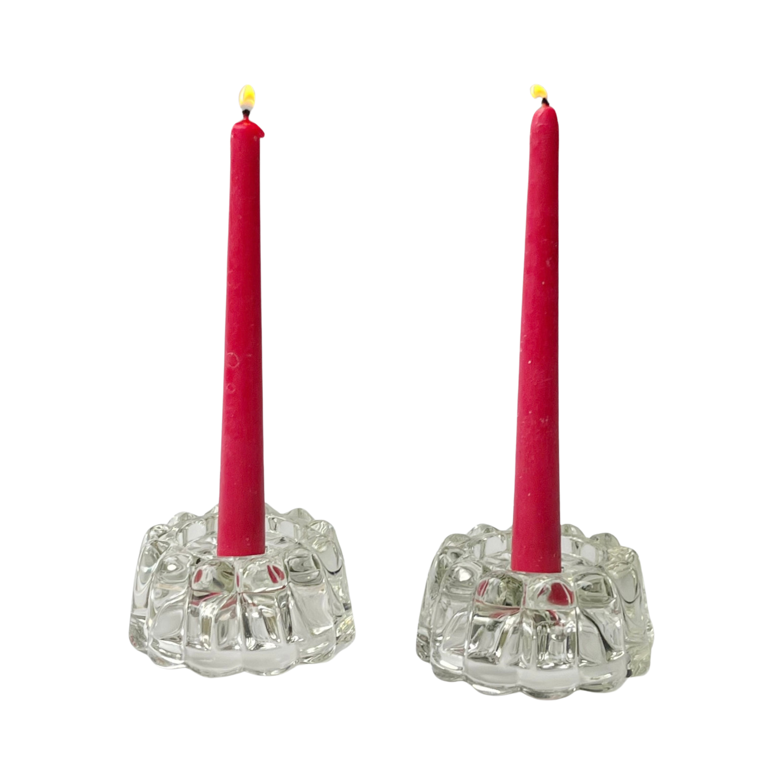 Vintage Scalloped Glass Candle Holders