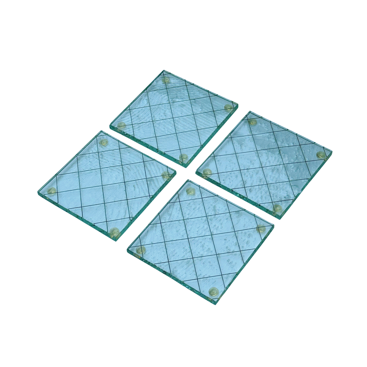 Vintage Textured Wire Crosshatch Glass Coaster Set