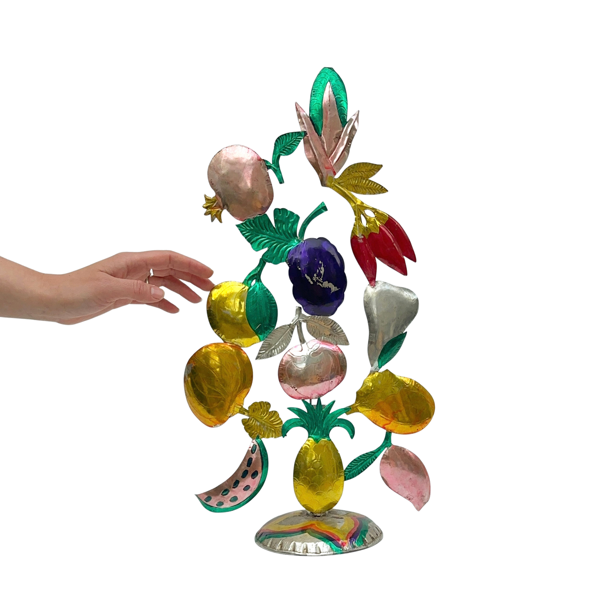 Vintage Mexican Folk Art Tin Sculpture | Fruit Motif