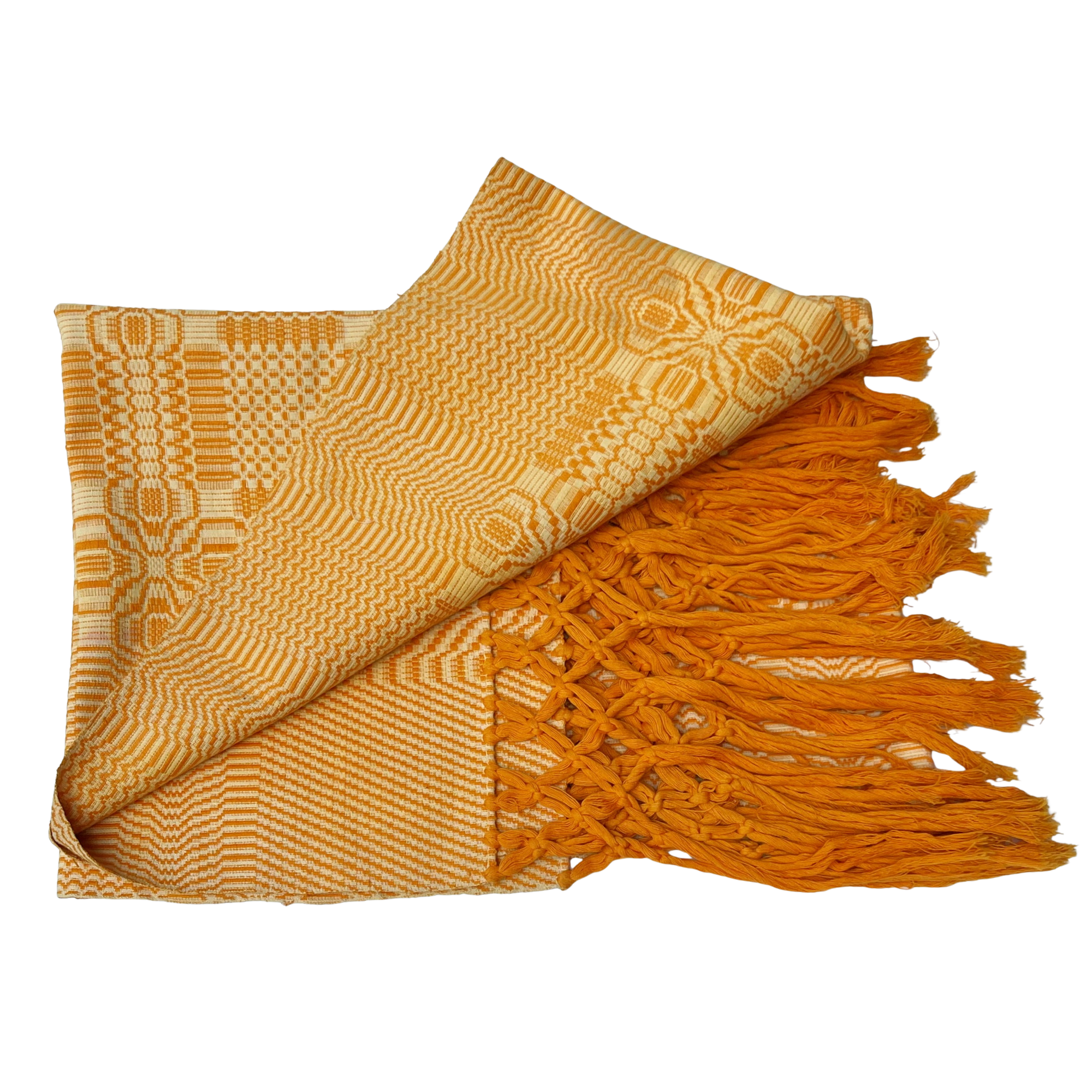 Vintage Handwoven Runner with Braided Fringe