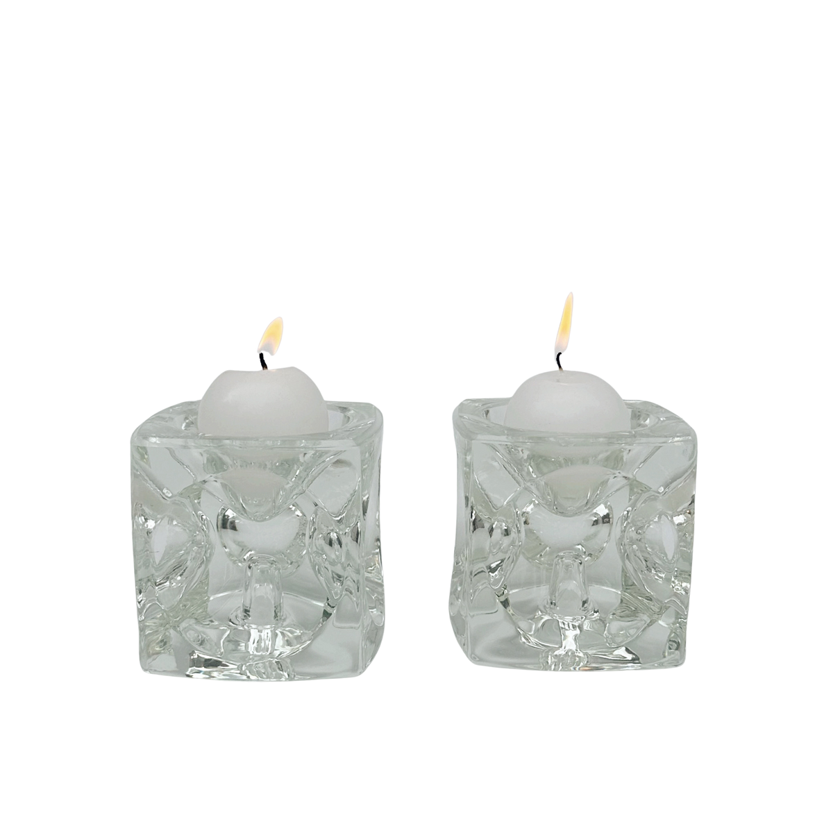 Mid-Century Ice Cube Candle Holder | Set of 2