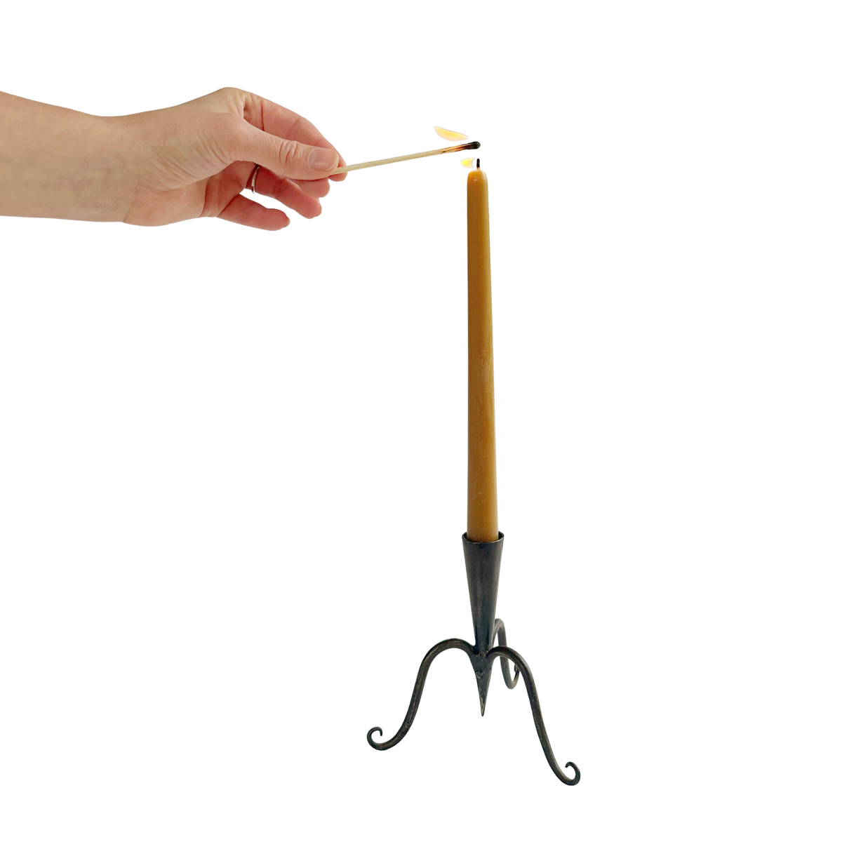 Vintage Wrought Iron Tripod Candlestick