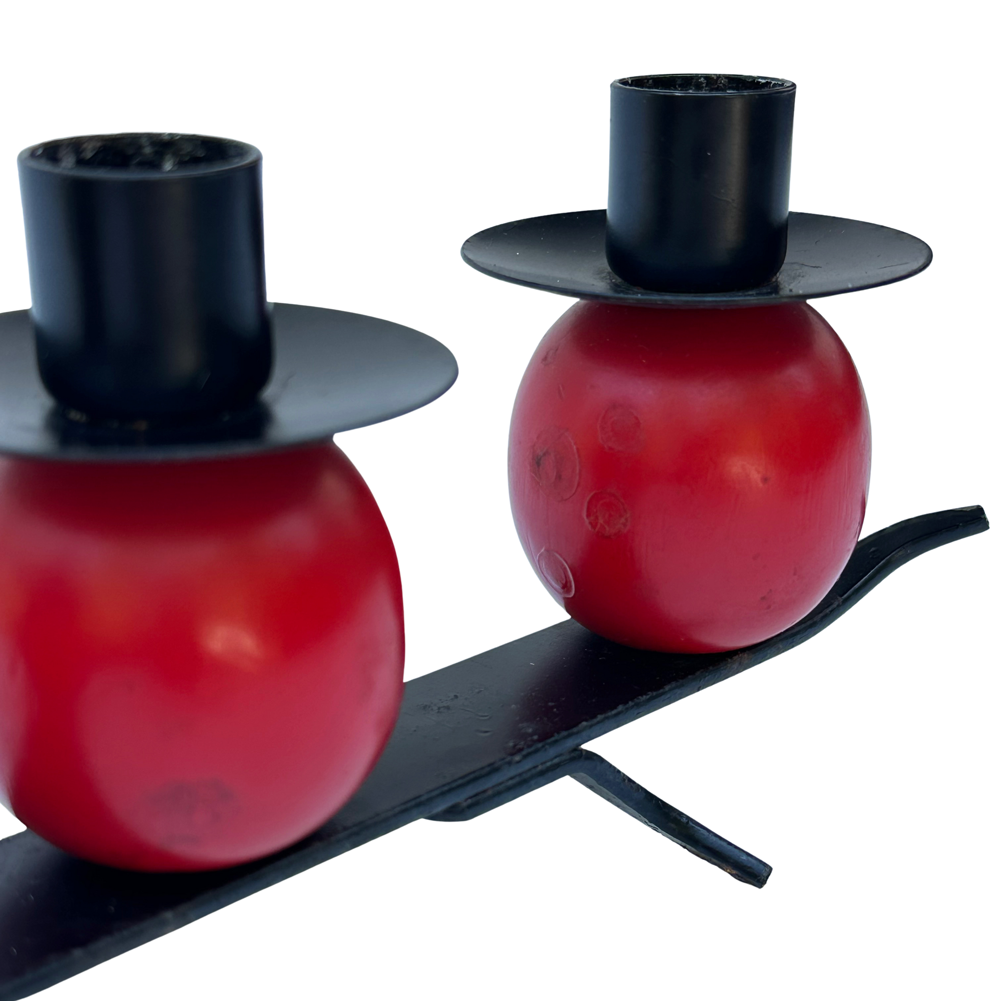 Vintage Swedish Black & Red Candelabra