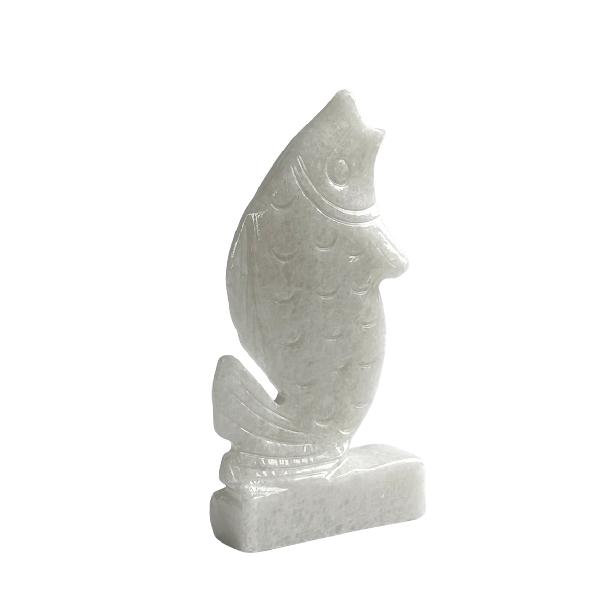 Handcarved White Stone Fish Figurine