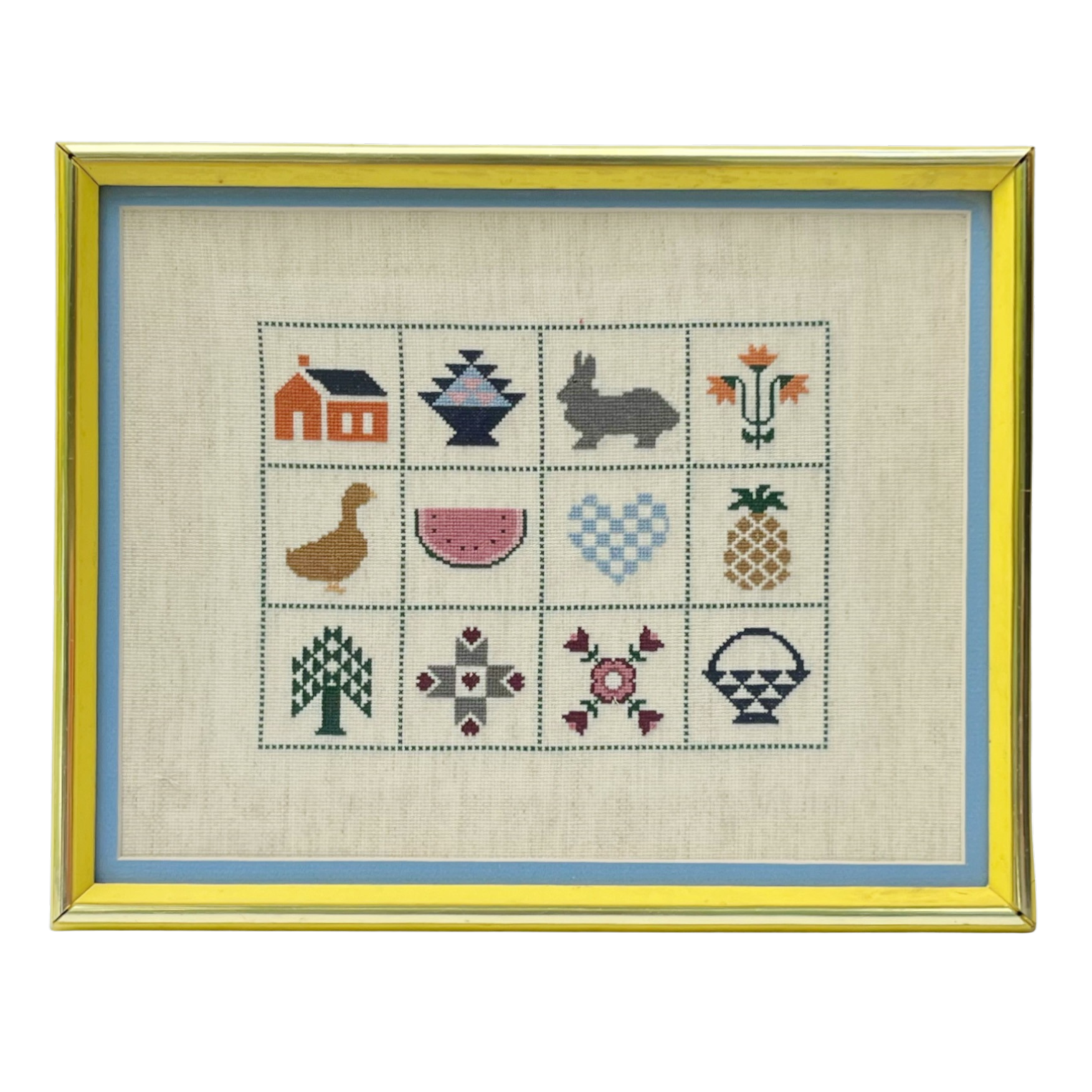 Vintage Framed Cross Stitch Sampler