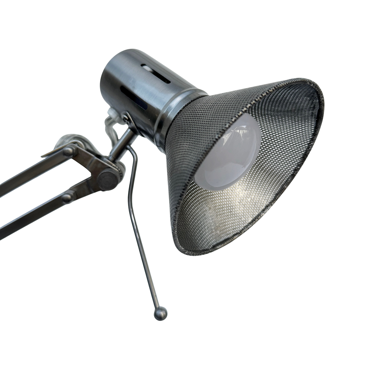 Vintage Steel Desk Lamp with Perforated Shade