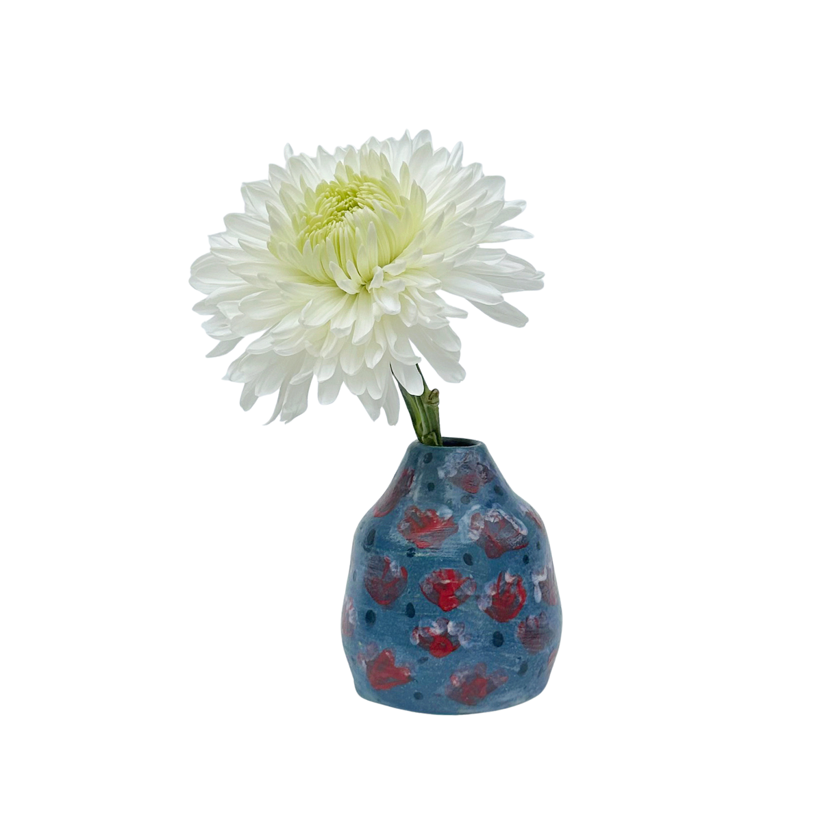 Handmade Ceramic Vase | Red and Blue Motif