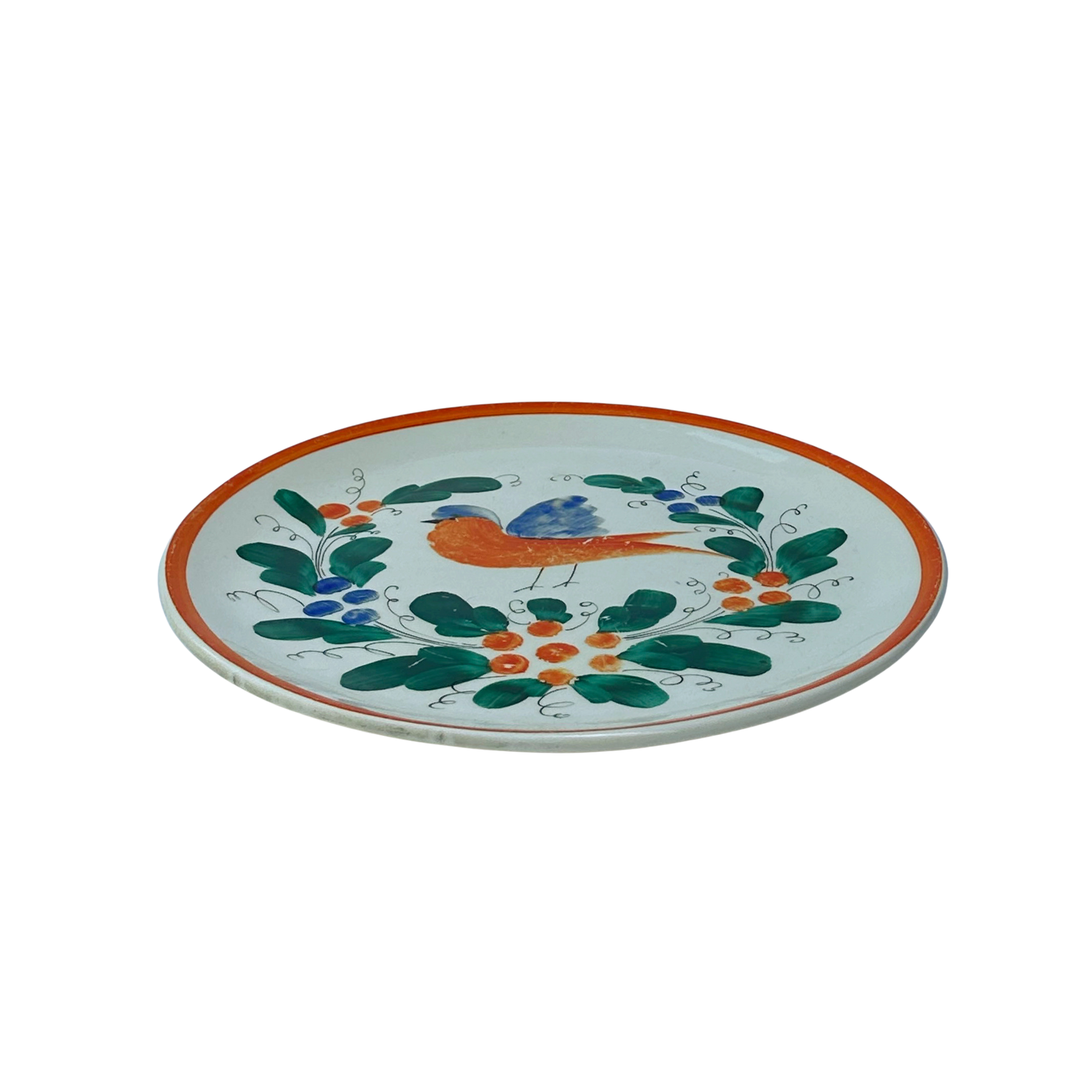 Vintage Hand-Painted Plate, Bird Motif