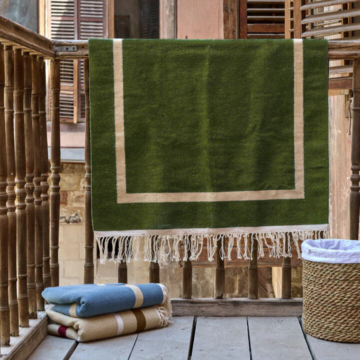 Handwoven Kilim Rug, Moss