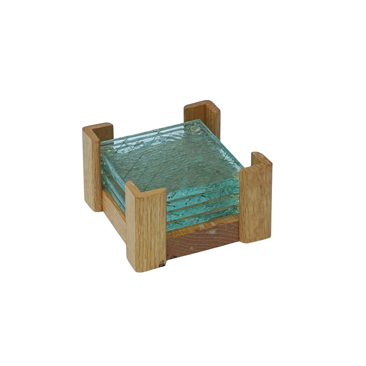 Vintage Textured Wire Crosshatch Glass Coaster Set