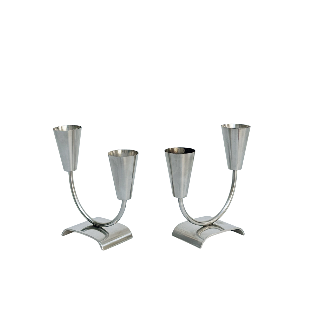 Vintage Danish Stainless Steel Candle Holders