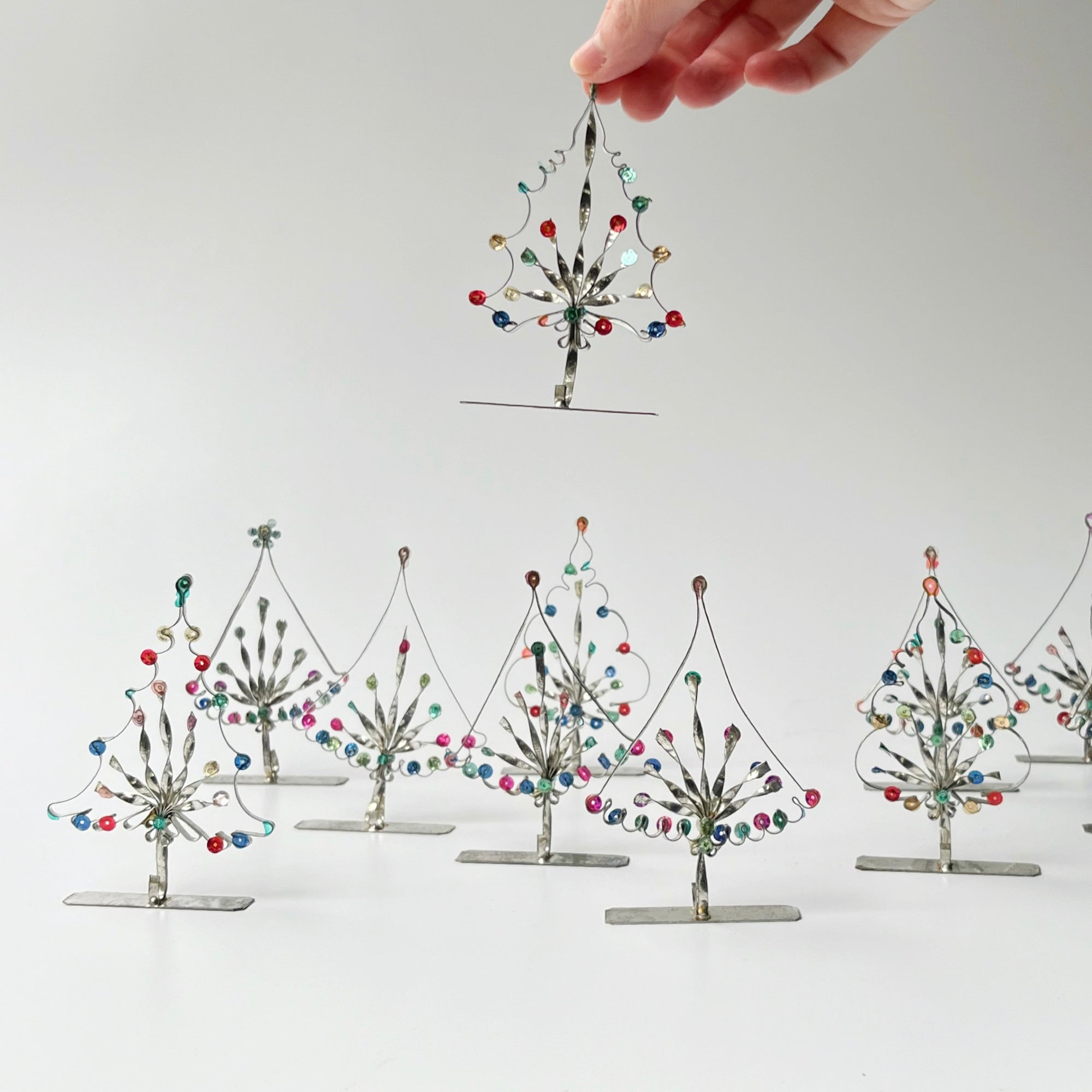 Vintage Mid Century Jeweled Christmas Ornaments