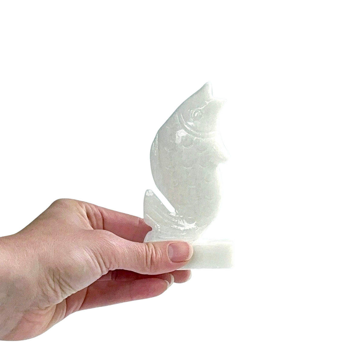 Handcarved White Stone Fish Figurine