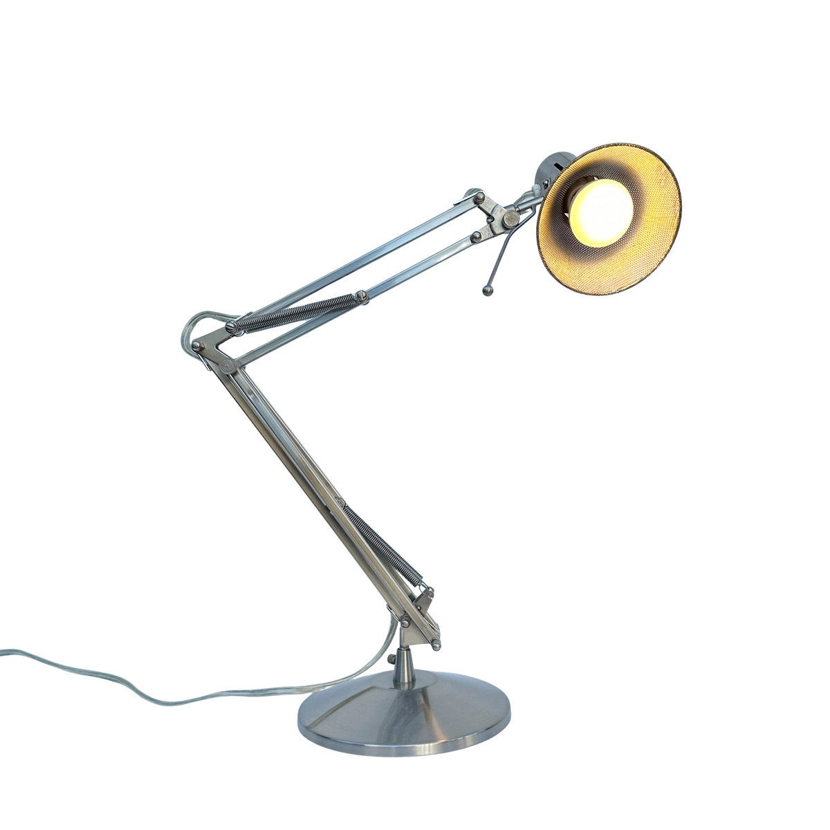 Vintage Steel Desk Lamp with Perforated Shade