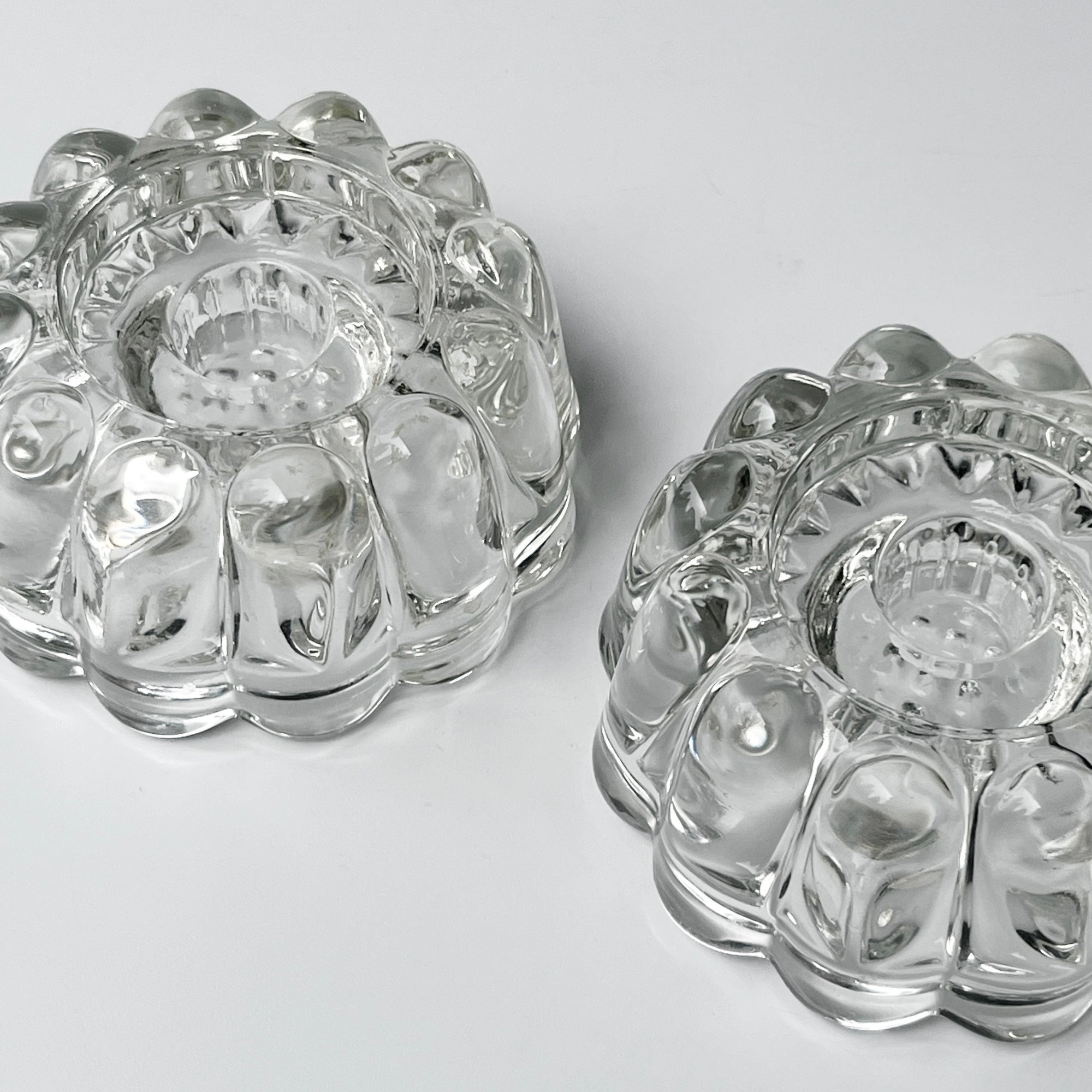 Vintage Scalloped Glass Candle Holders