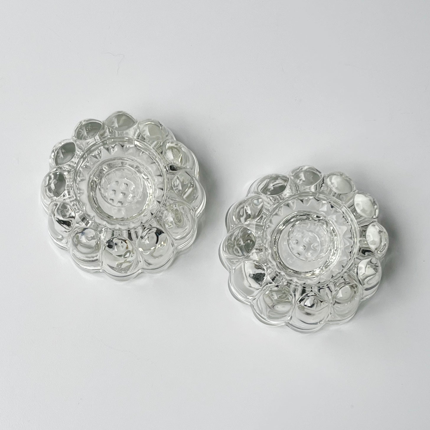 Vintage Scalloped Glass Candle Holders