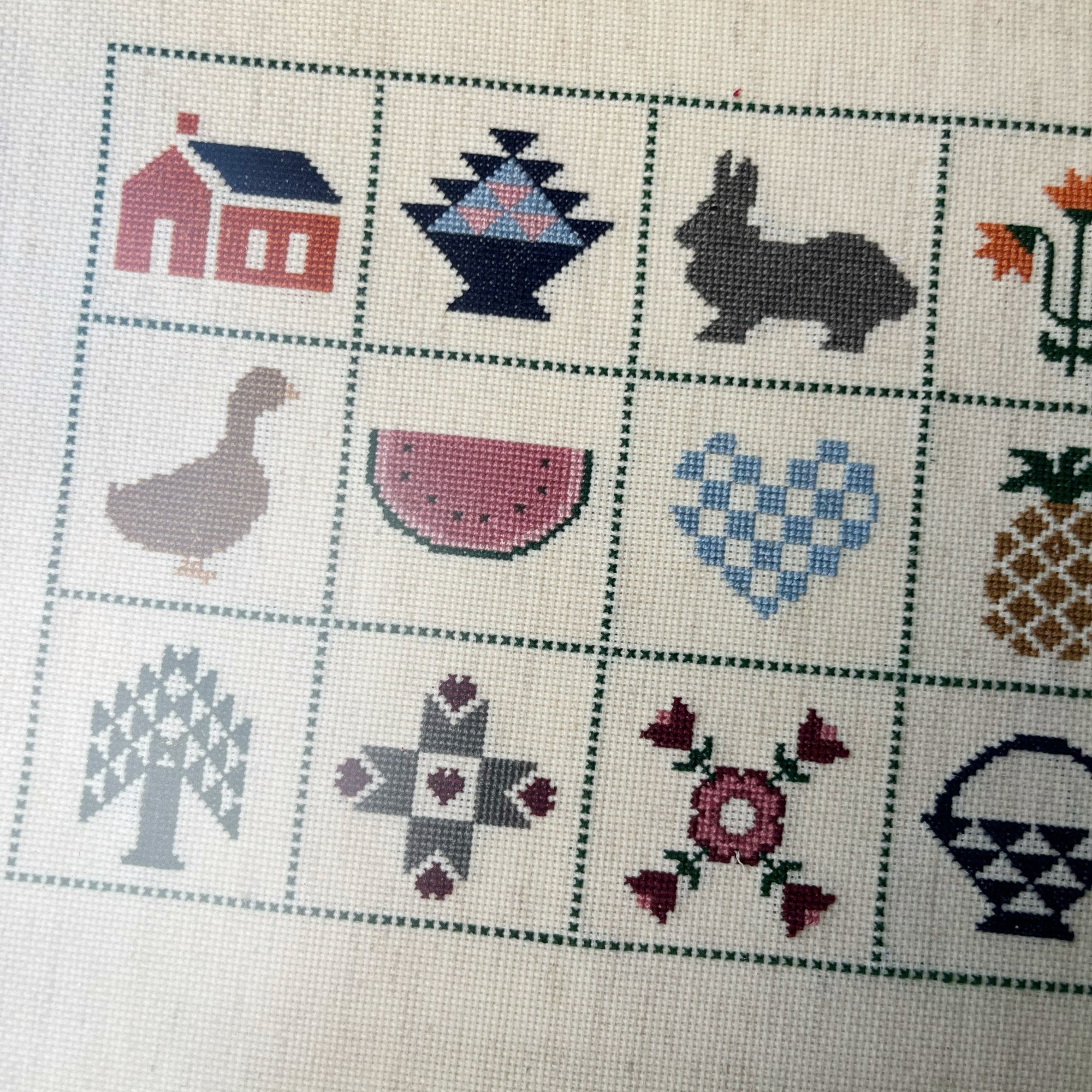 Vintage Framed Cross Stitch Sampler