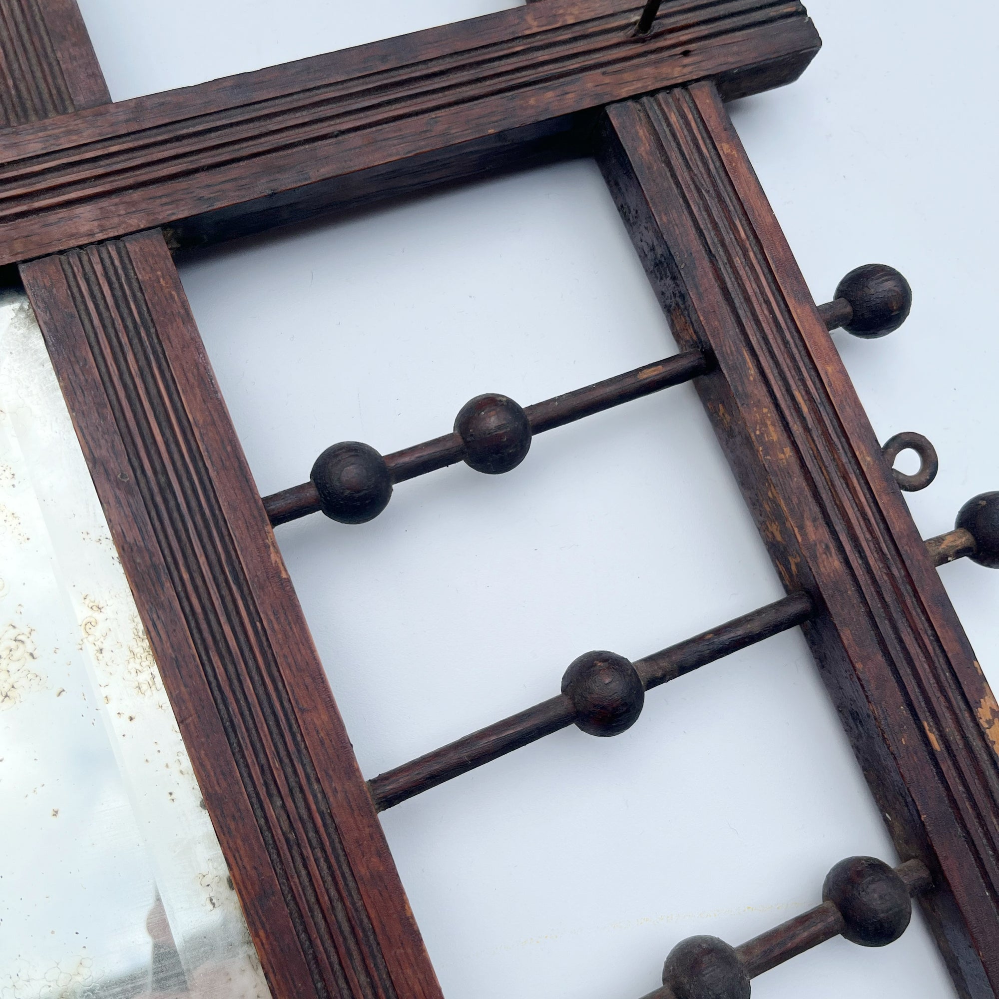 Antique Stick & Ball Beveled Glass Mirror