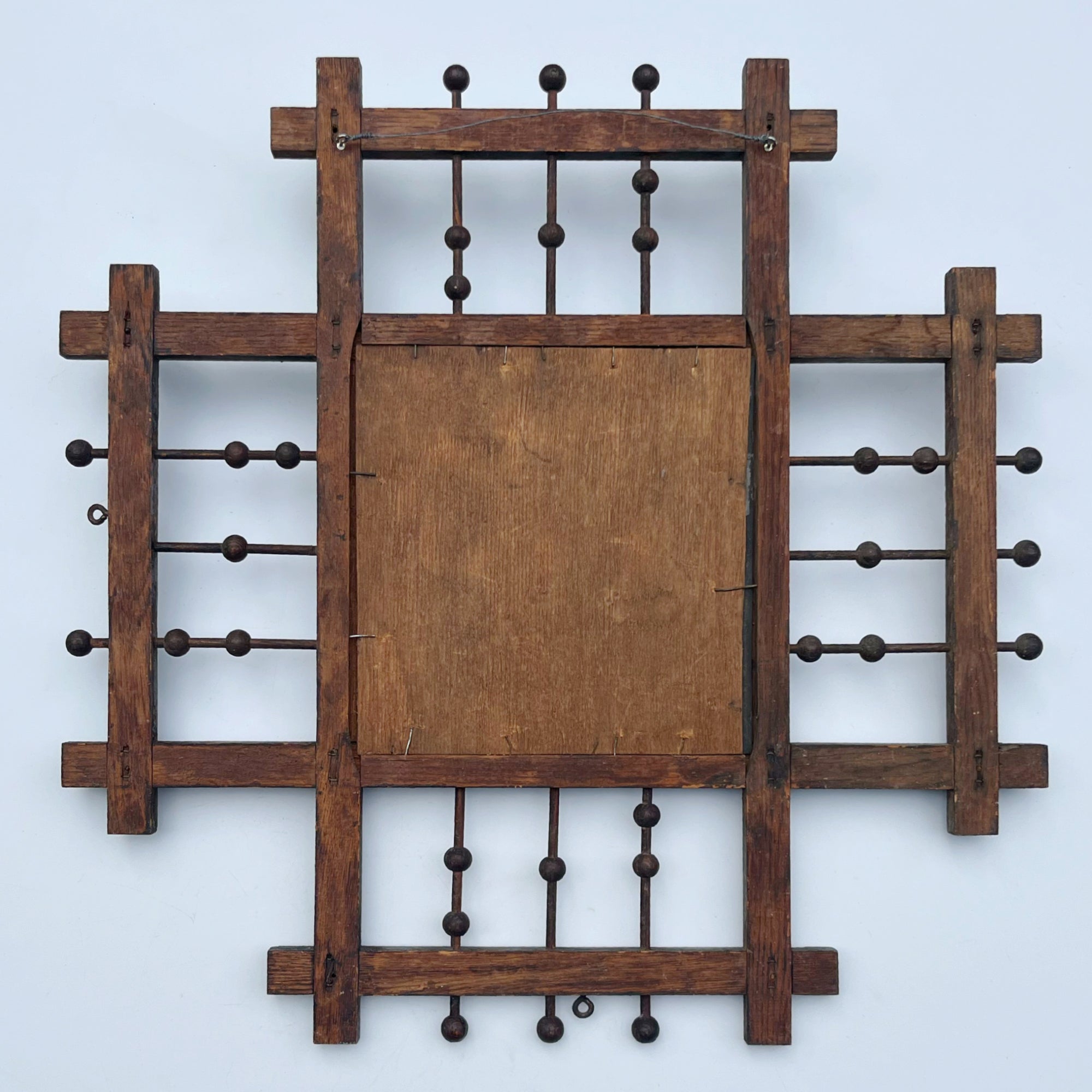 Antique Stick & Ball Beveled Glass Mirror