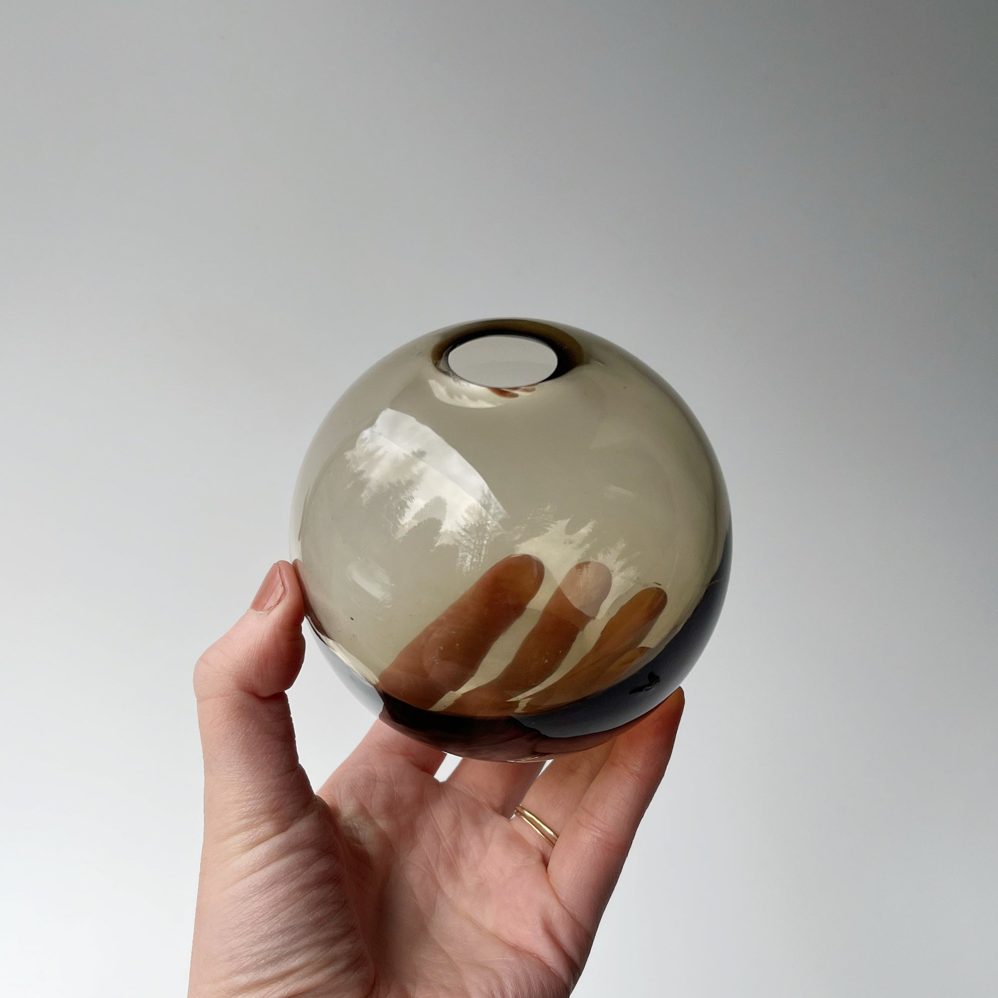 Vintage Smoked Glass Orb Bud Vase