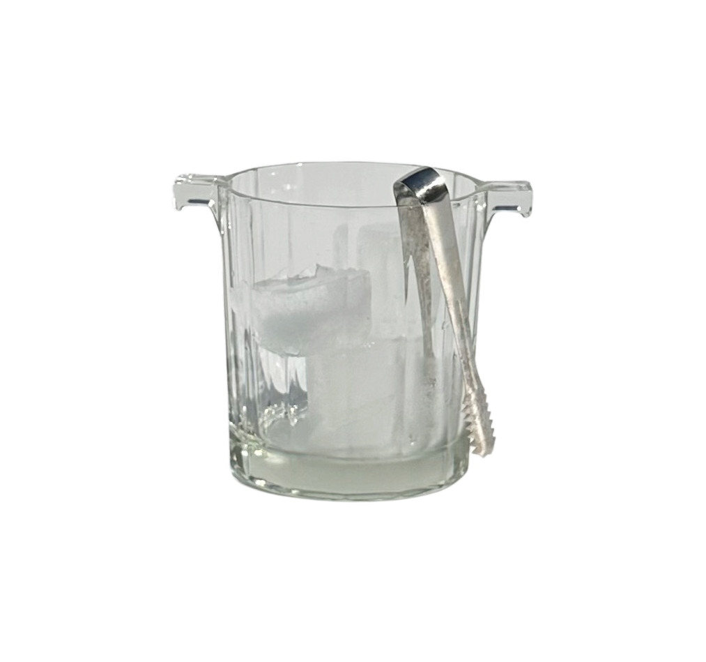 Vintage Faceted Ice Bucket with Tongs.