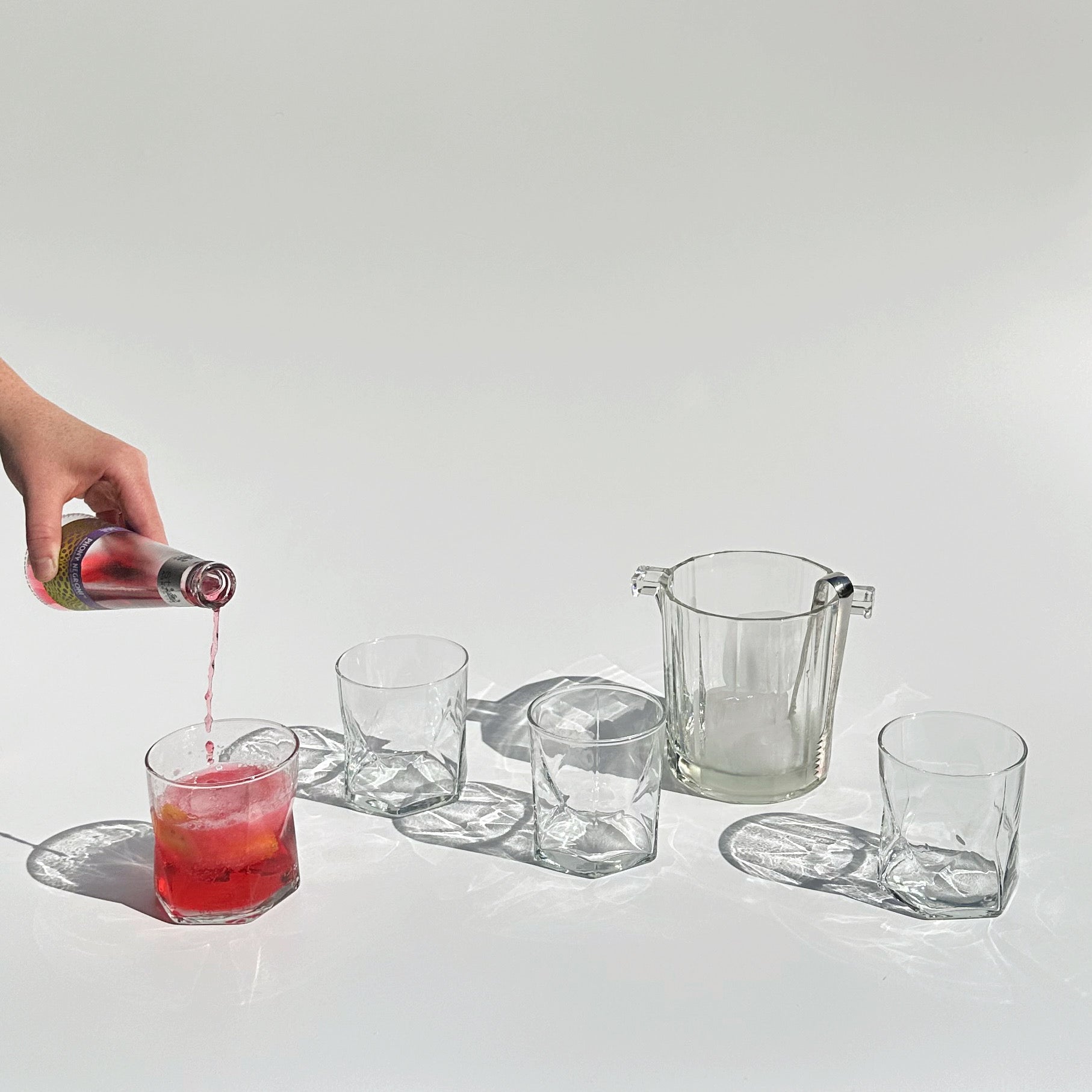 Vintage Faceted Ice Bucket with Tongs.
