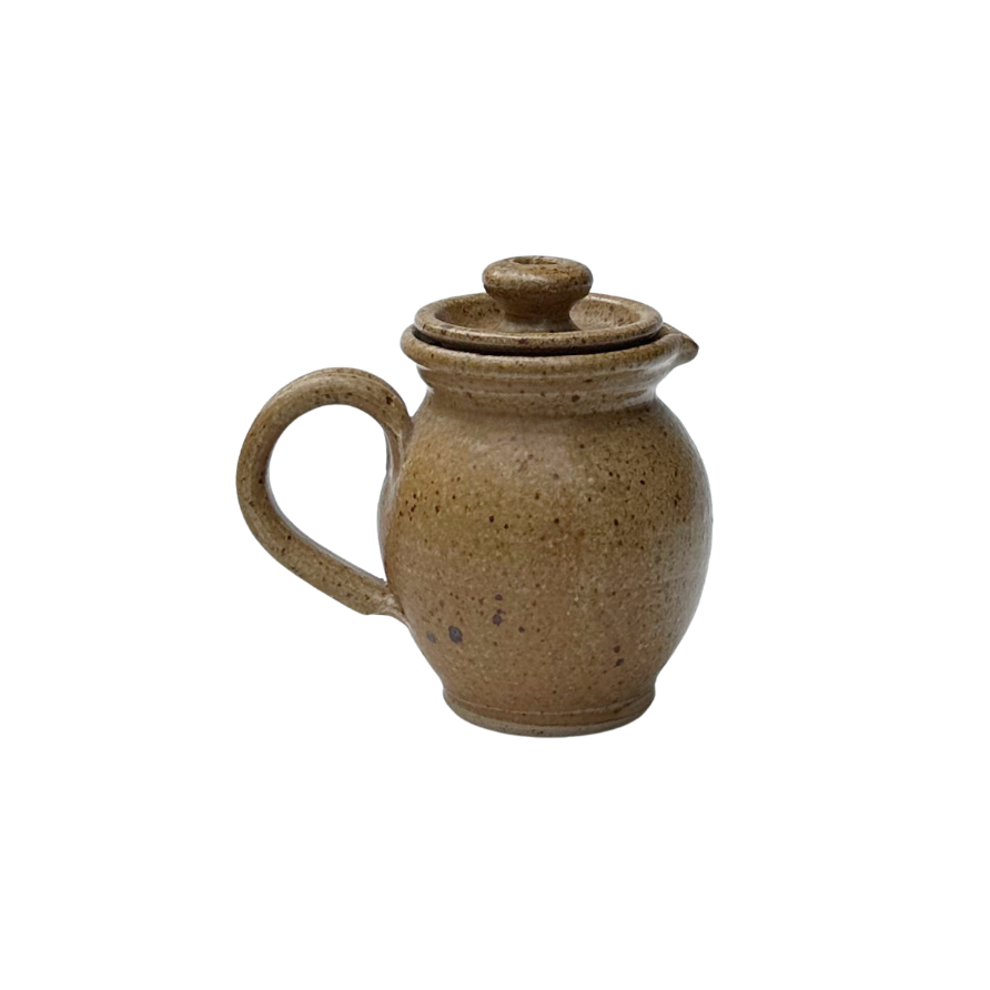 Vintage Handmade Stoneware Pitcher with Lid