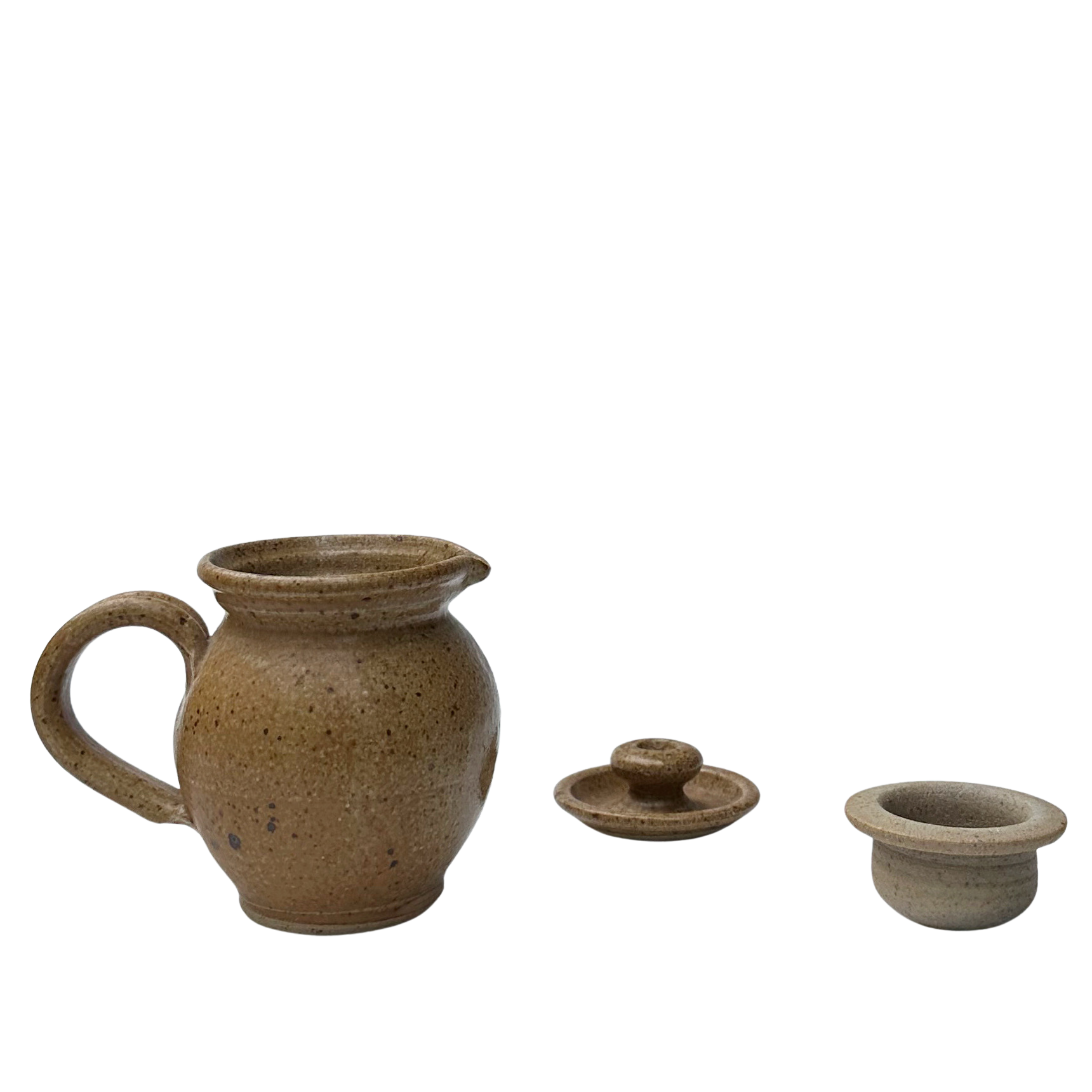 Vintage Handmade Stoneware Pitcher with Lid