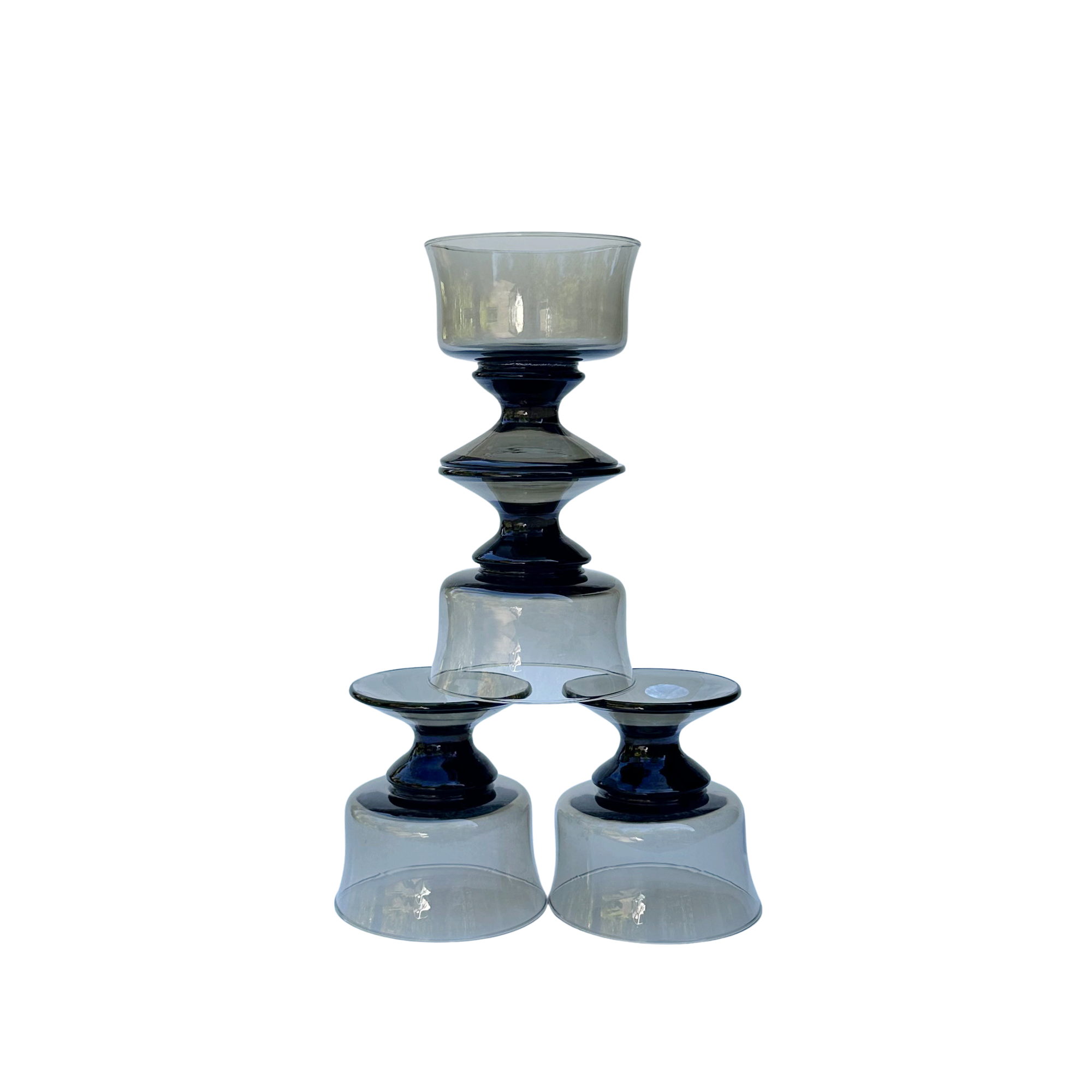 Midcentury Smoked Glass Goblets (Set of 4)