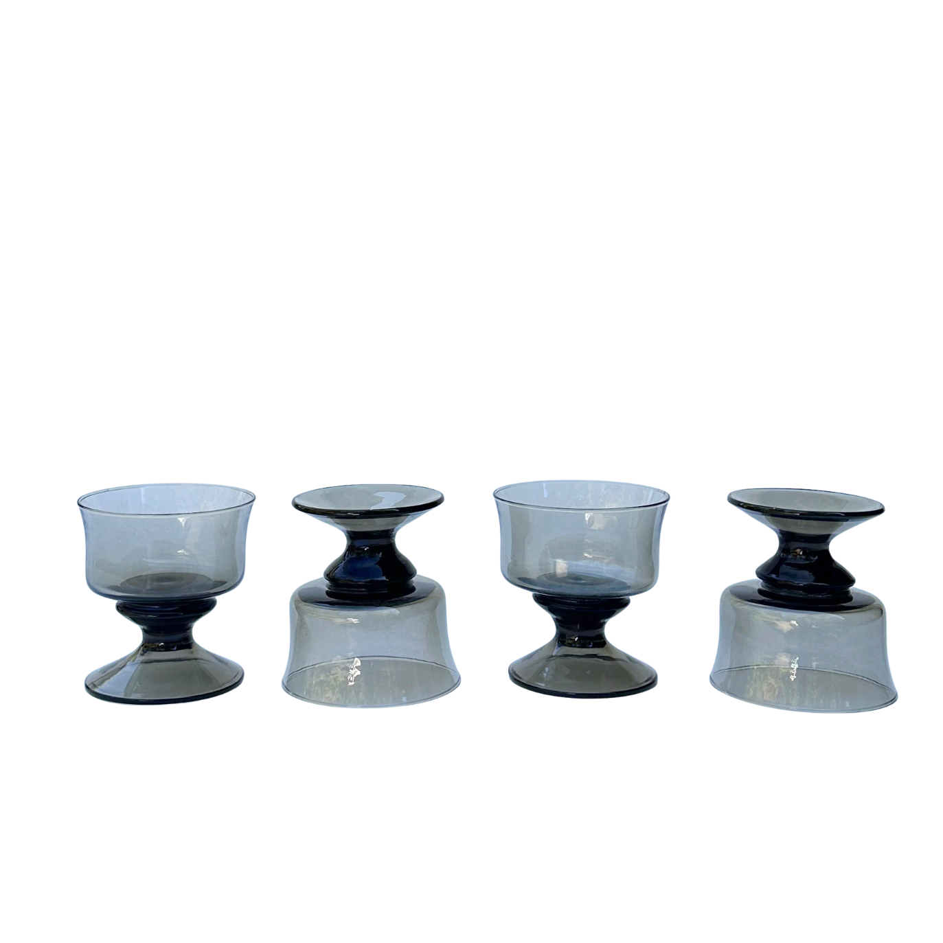 Midcentury Smoked Glass Goblets (Set of 4)