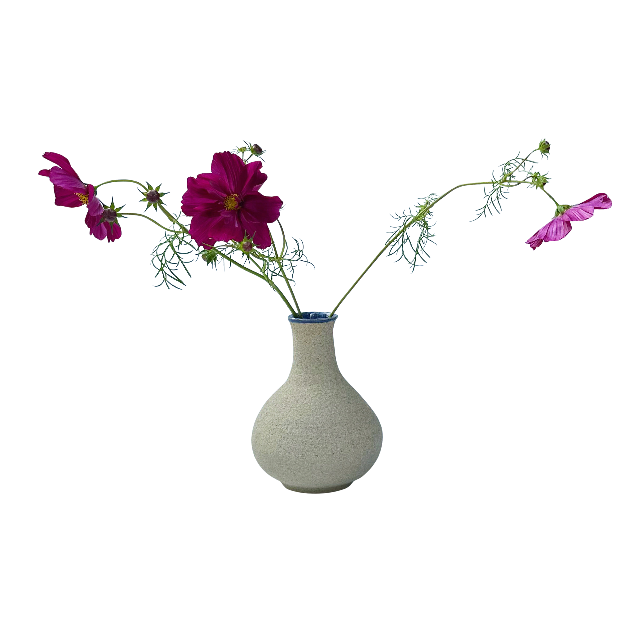 Handmade Stoneware Vase with Blue Interior