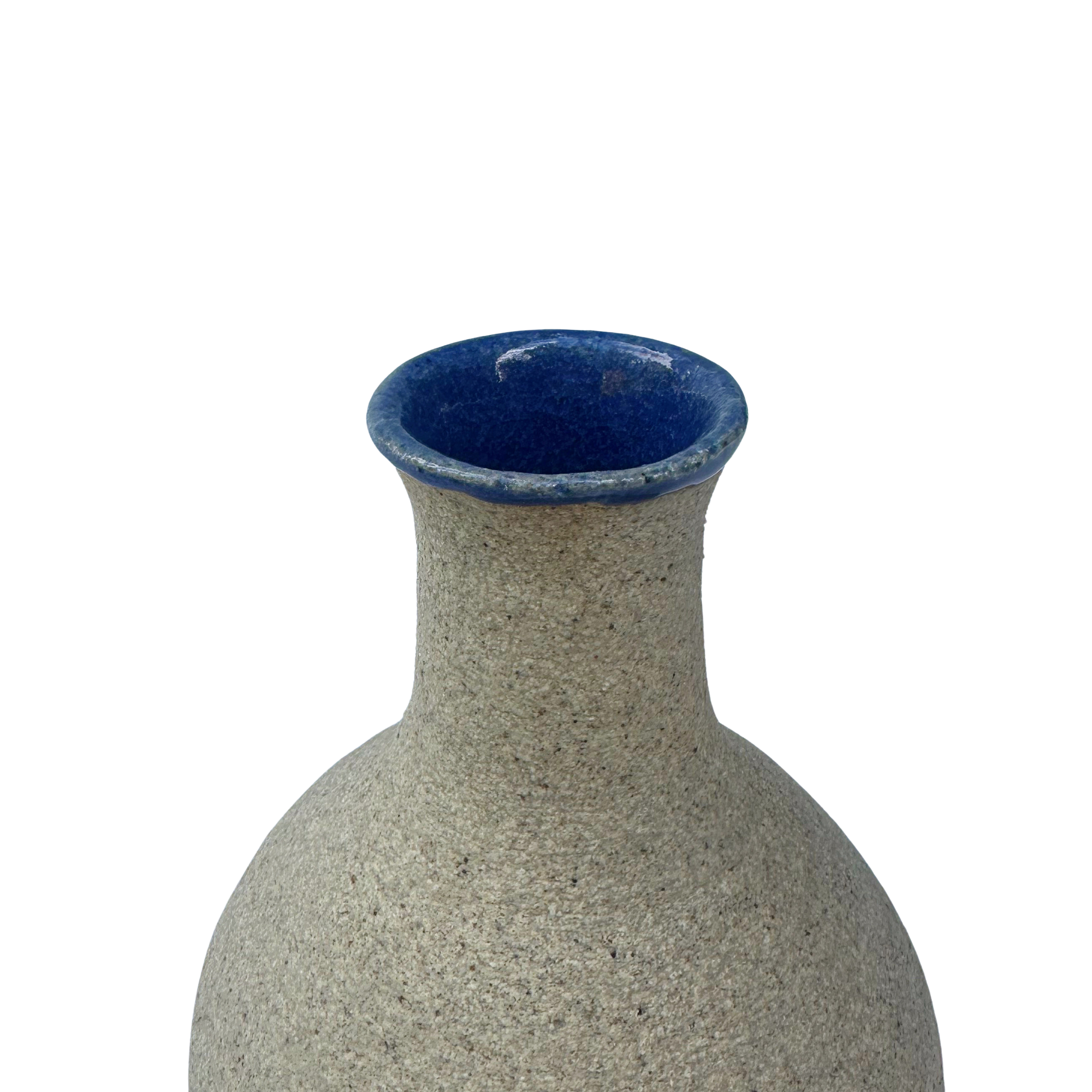 Handmade Stoneware Vase with Blue Interior