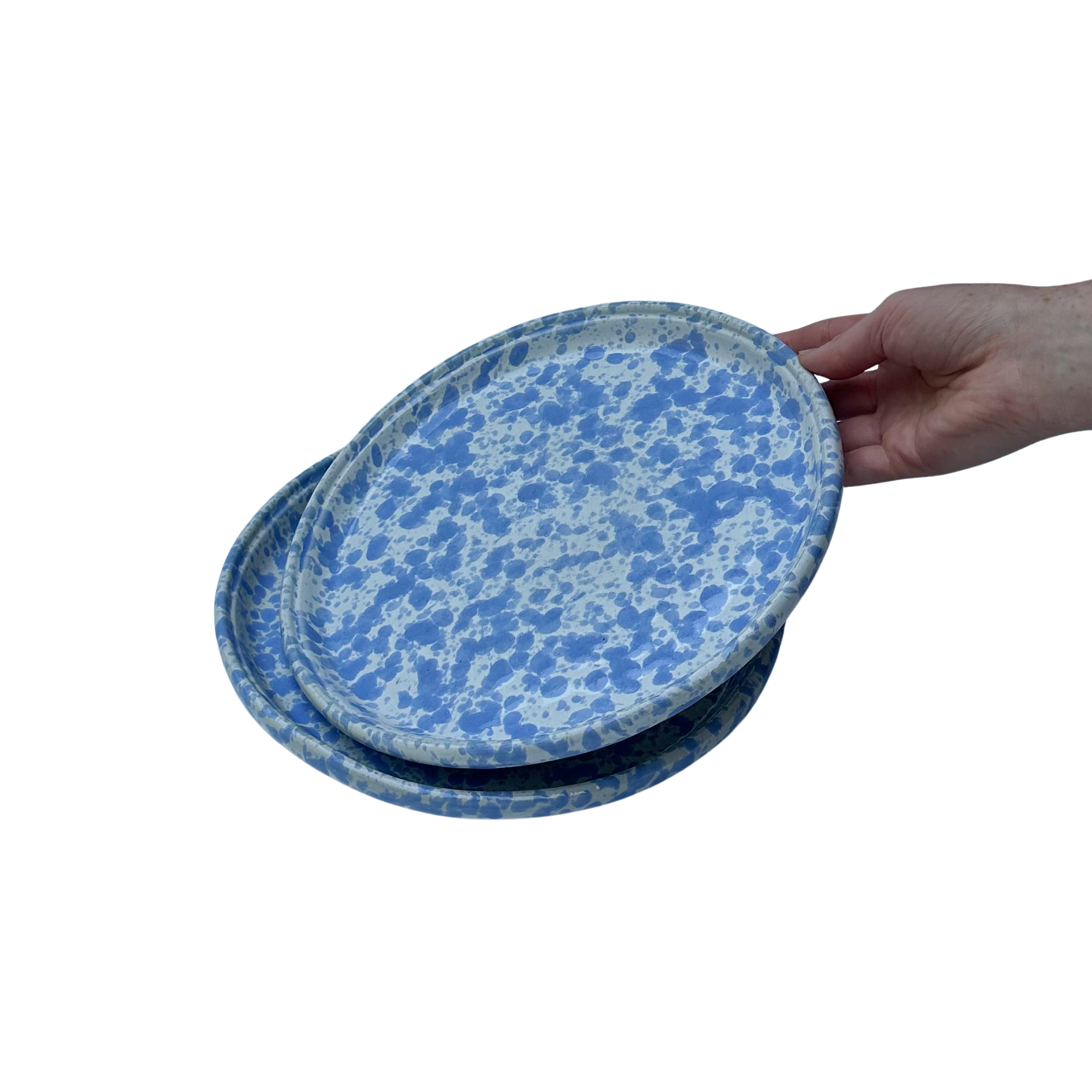 Vintage Bennington Blue Agate Dinner Plates (Set of 2)