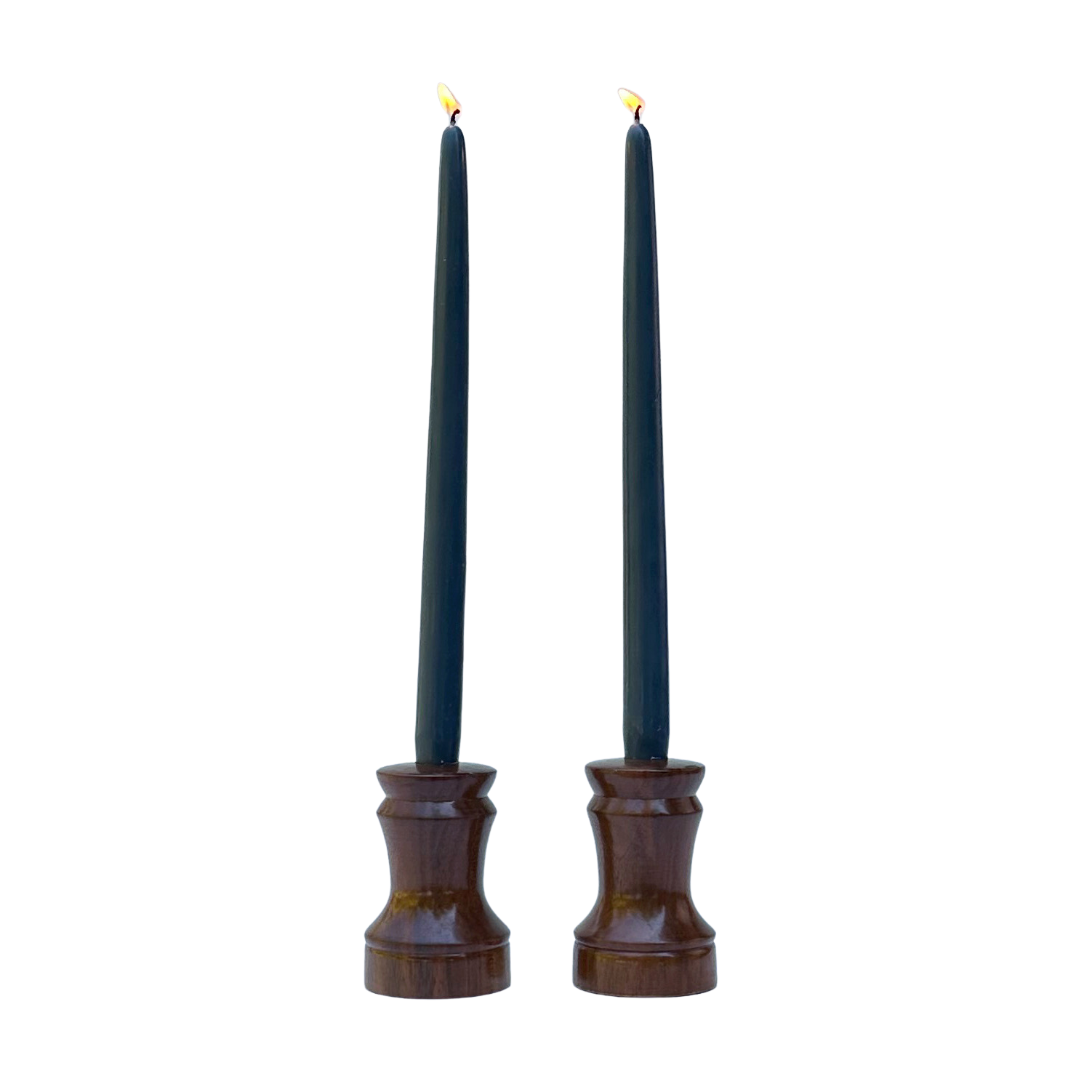 Vintage Hand Turned Walnut Candlesticks