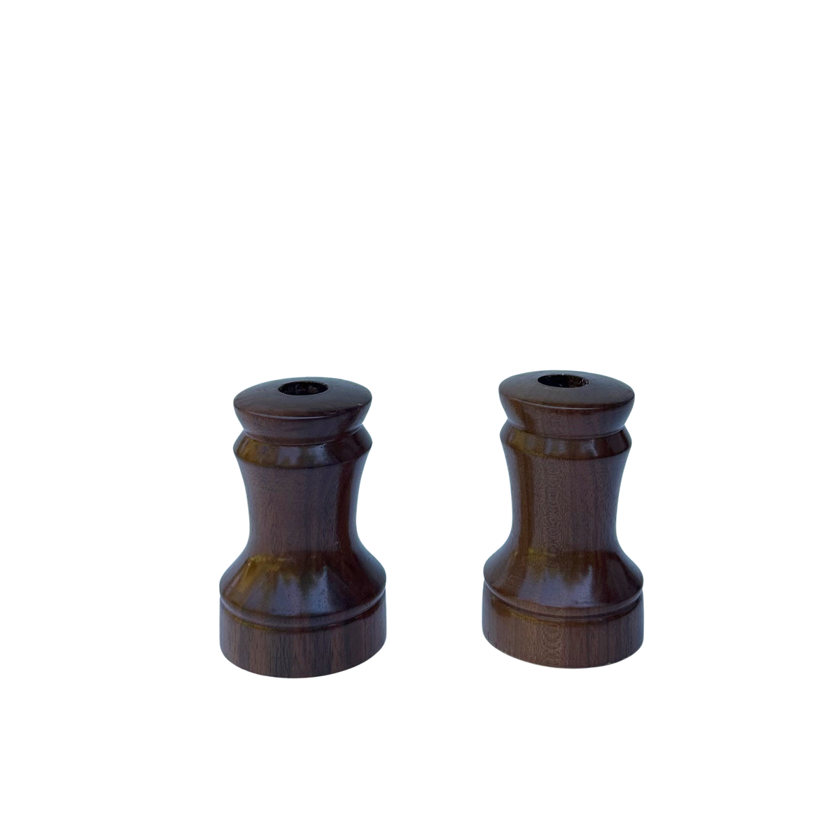 Vintage Hand Turned Walnut Candlesticks