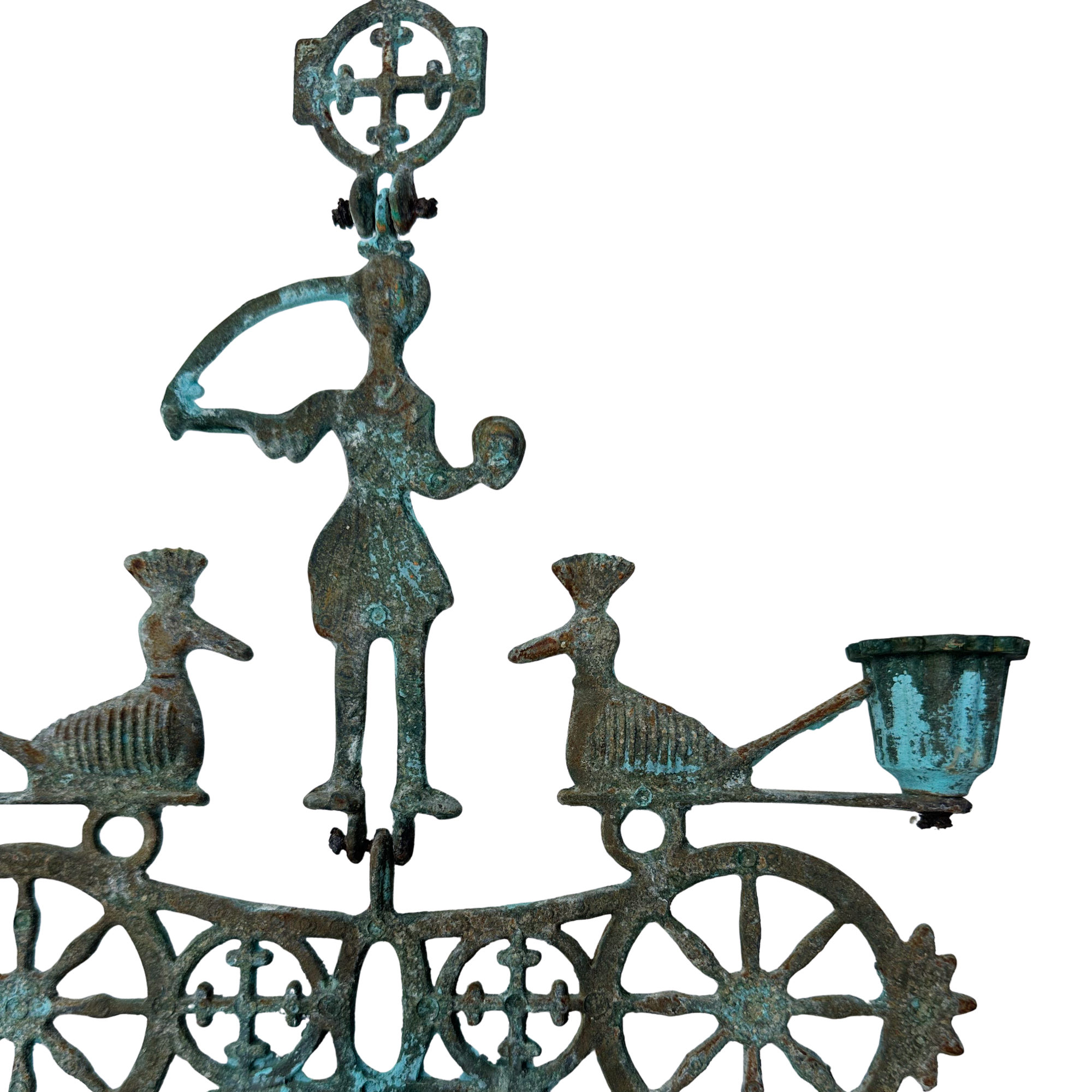 Vintage Mediterranean Folk Art Hanging Candle Holder.