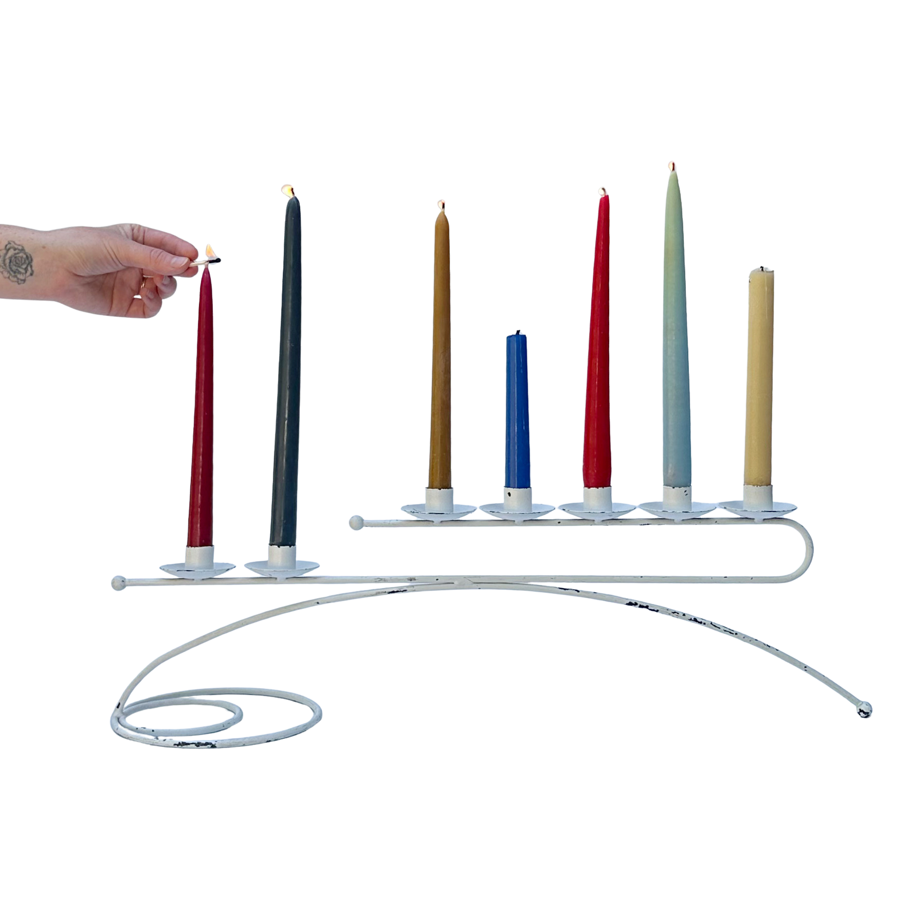 Large Painted Metal Candelabra