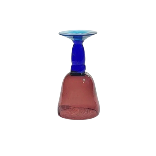 Tricolor Hand-blown Art Glass Goblet
