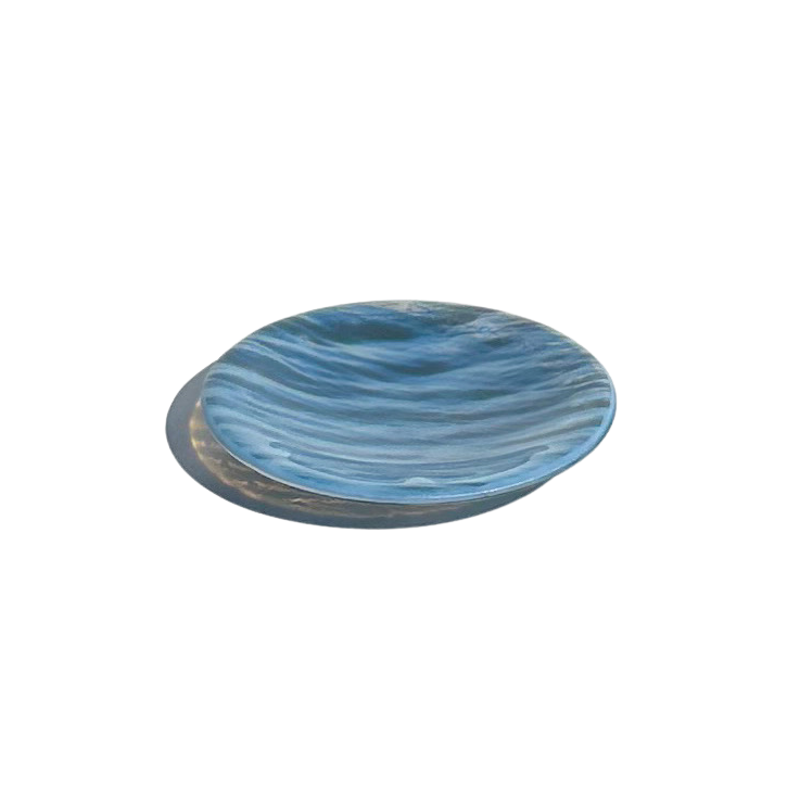 Small Fused Glass Plate, Water Motif